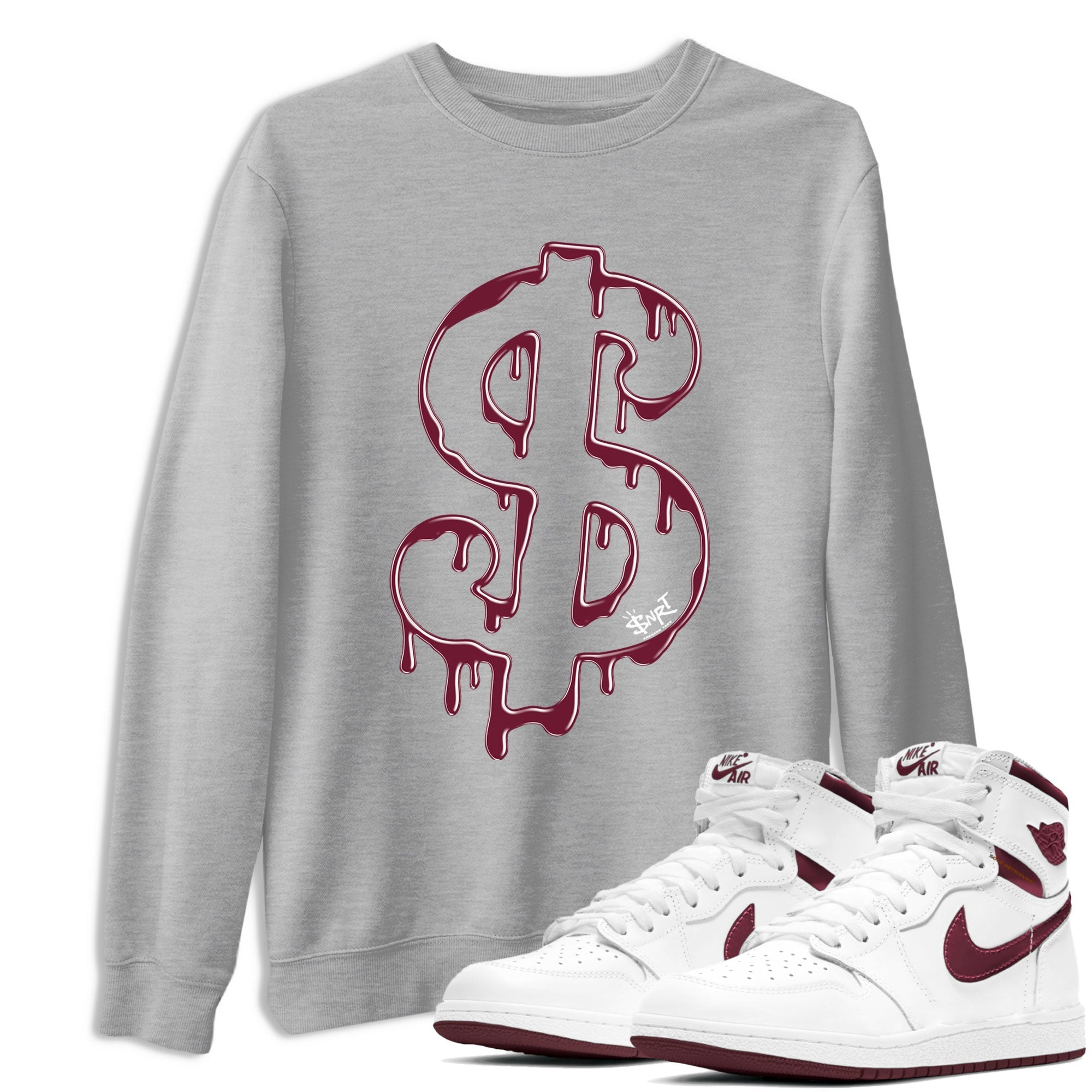 Dripping Dollar snkmatch Tees - Air Jordan 1 Metallic Burgundy
