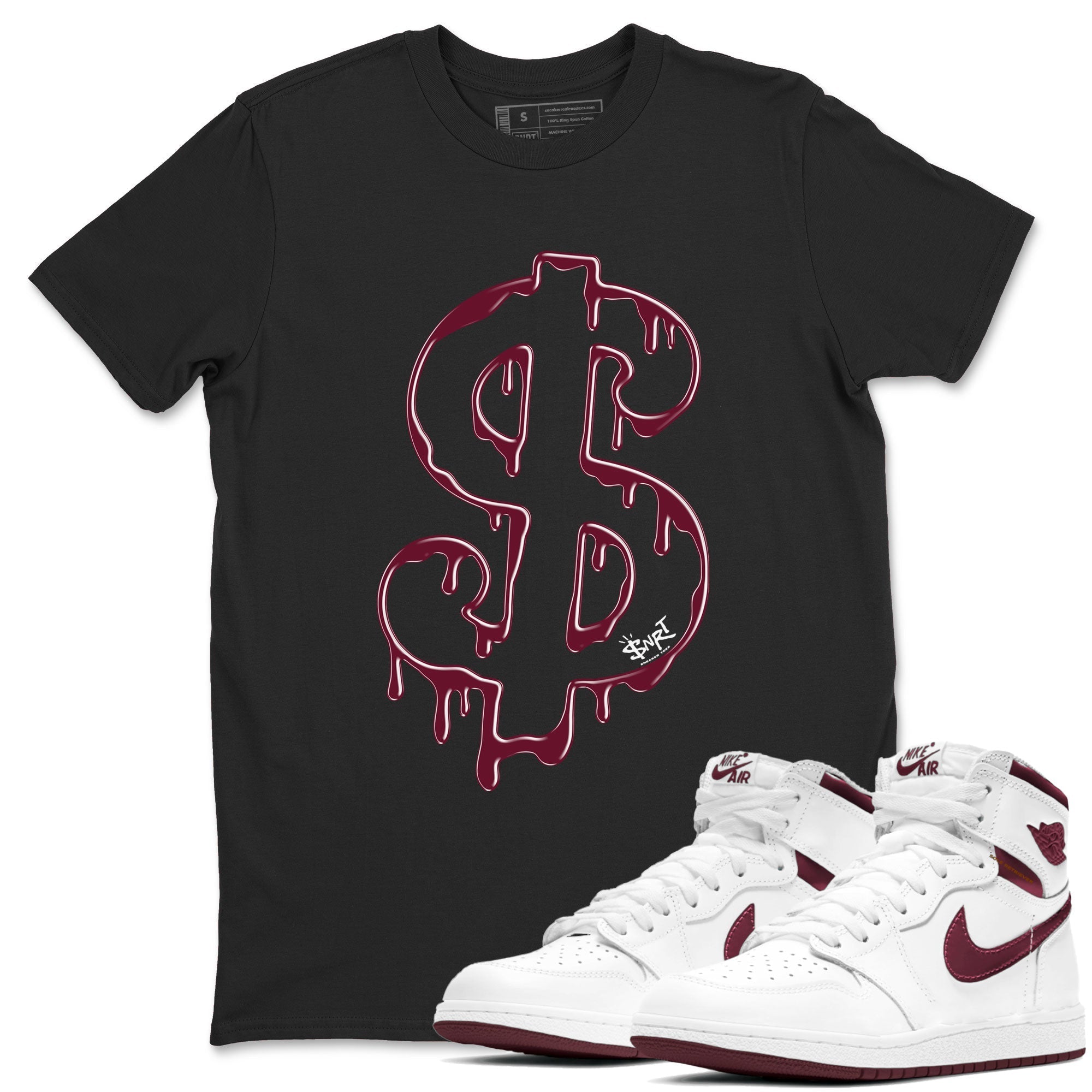 Dripping Dollar snkmatch Tees - Air Jordan 1 Metallic Burgundy