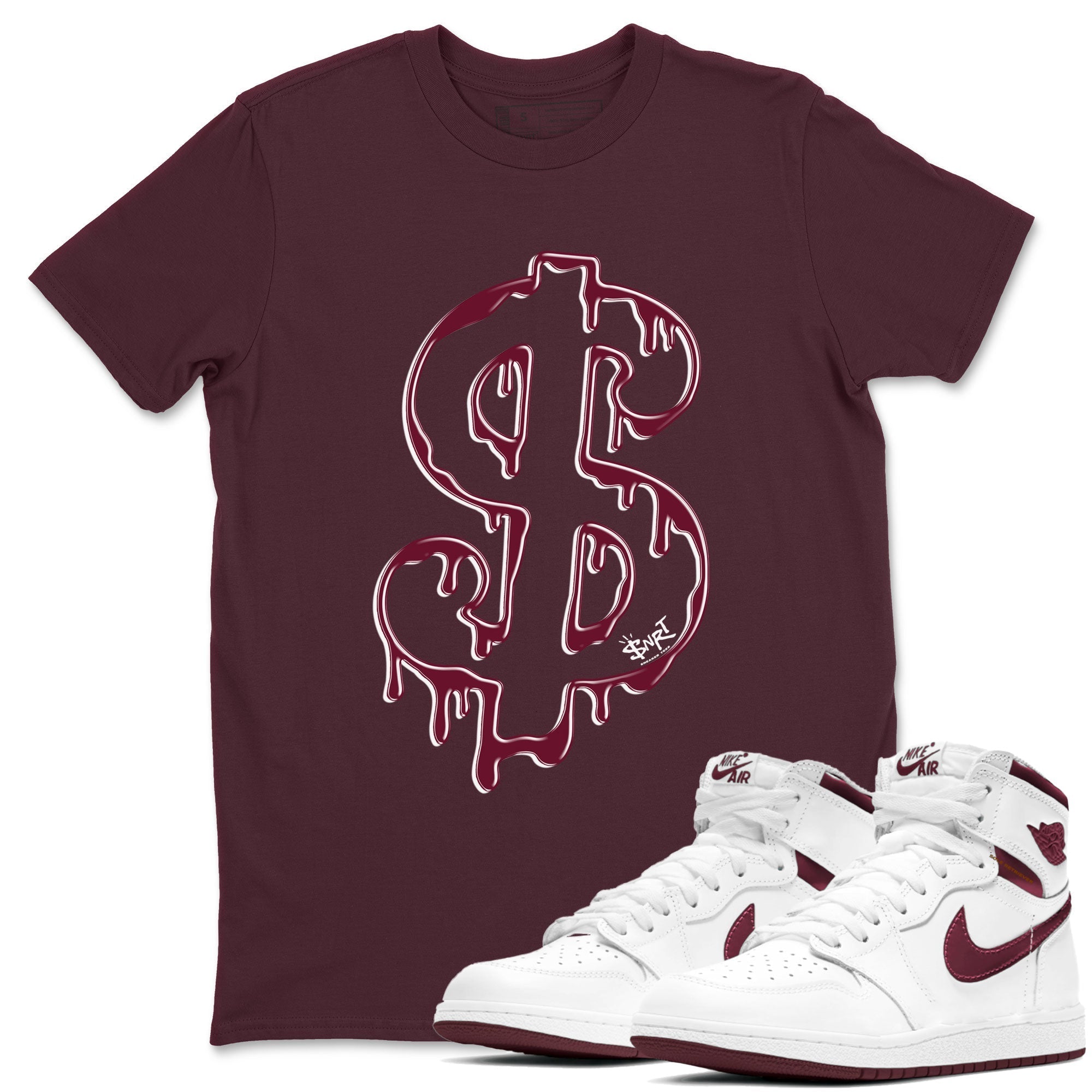 Dripping Dollar snkmatch Tees - Air Jordan 1 Metallic Burgundy