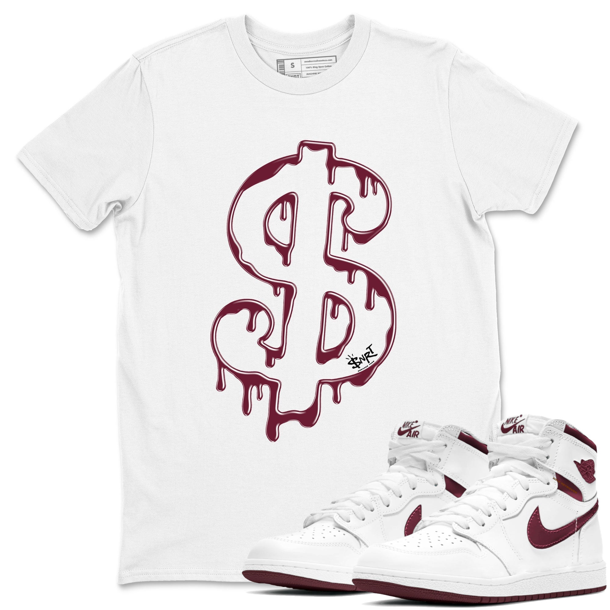 Dripping Dollar snkmatch Tees - Air Jordan 1 Metallic Burgundy