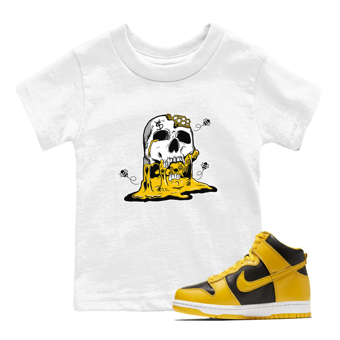 Dripping Honey Skullhead snkmatch Tees Kids - Dunk High Pollen