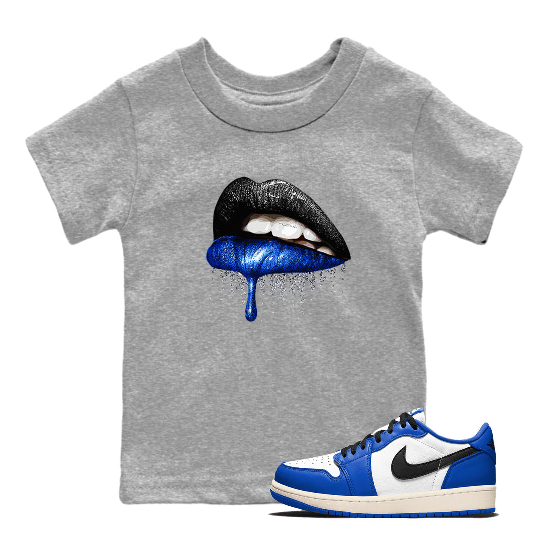 Dripping Lips snkmatch Tees Kids - Air Jordan 1 Game Royal