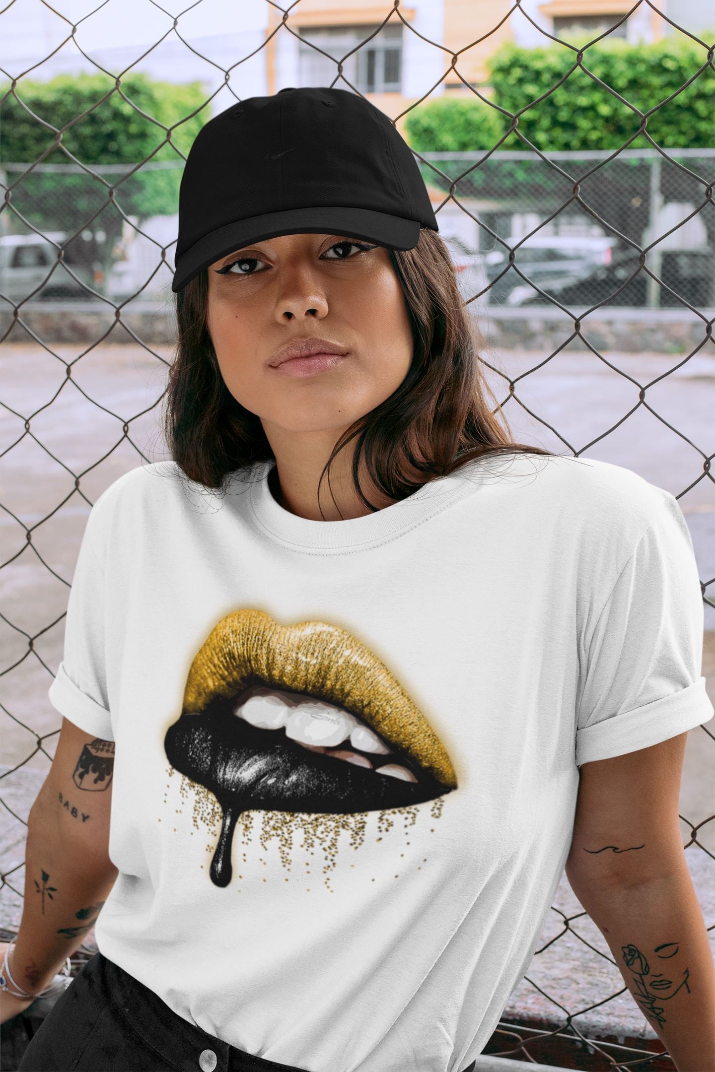 Dripping Lips Unisex Tops - Dunk Championship Goldenrod