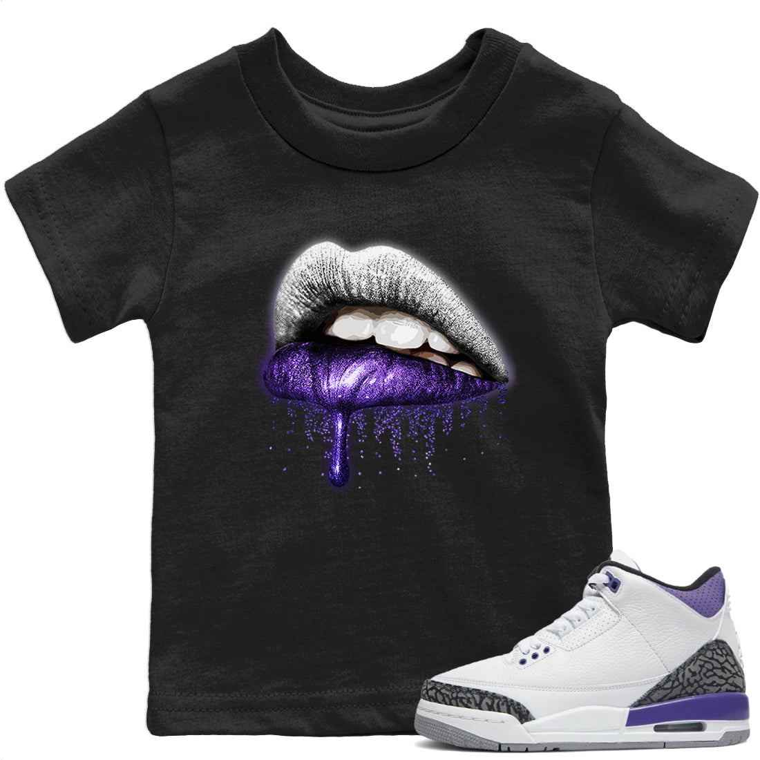Dripping Lips Kids Tops - Air Jordan 3 Dark Iris