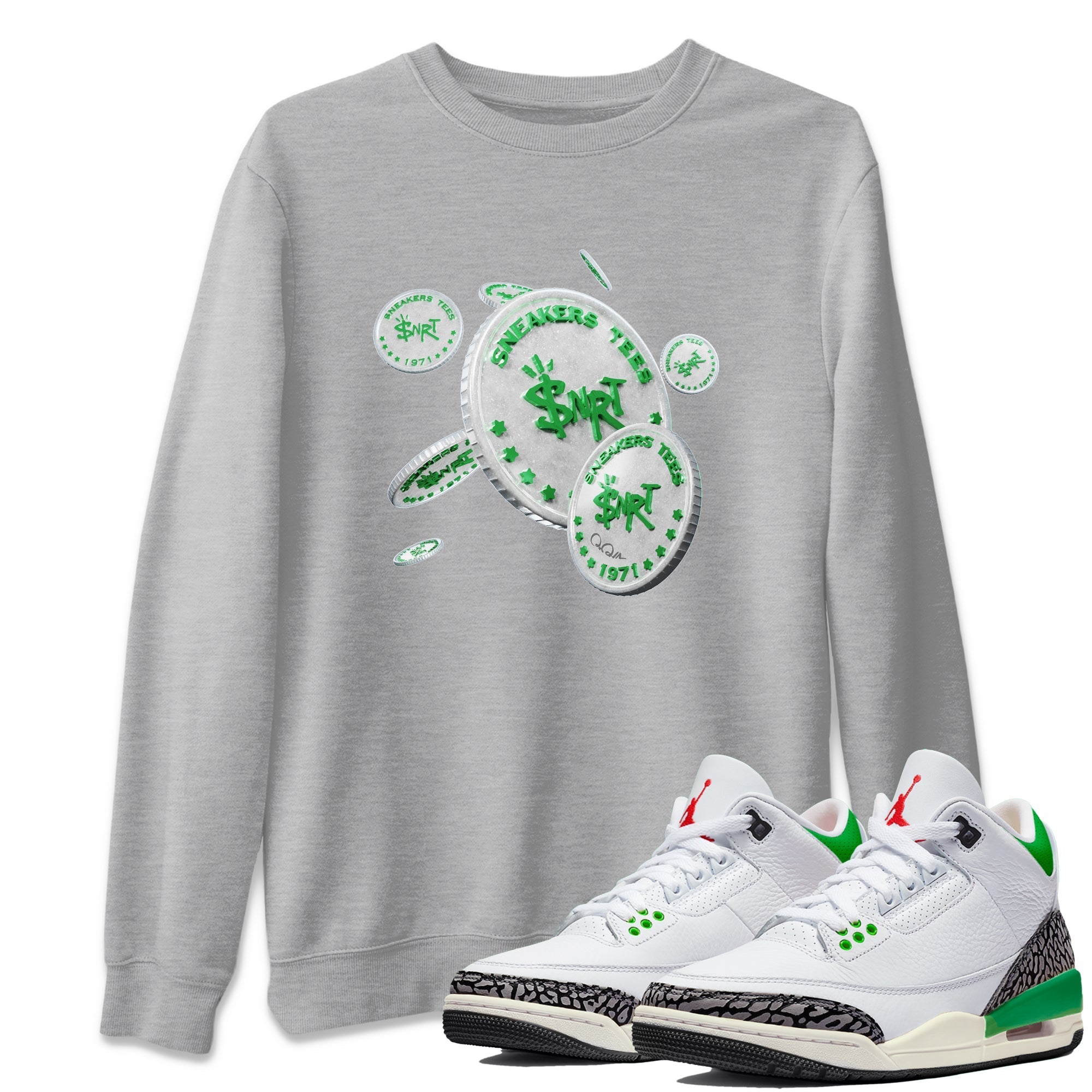 Drop Coin Unisex Tops - Air Jordan 3 Lucky Green