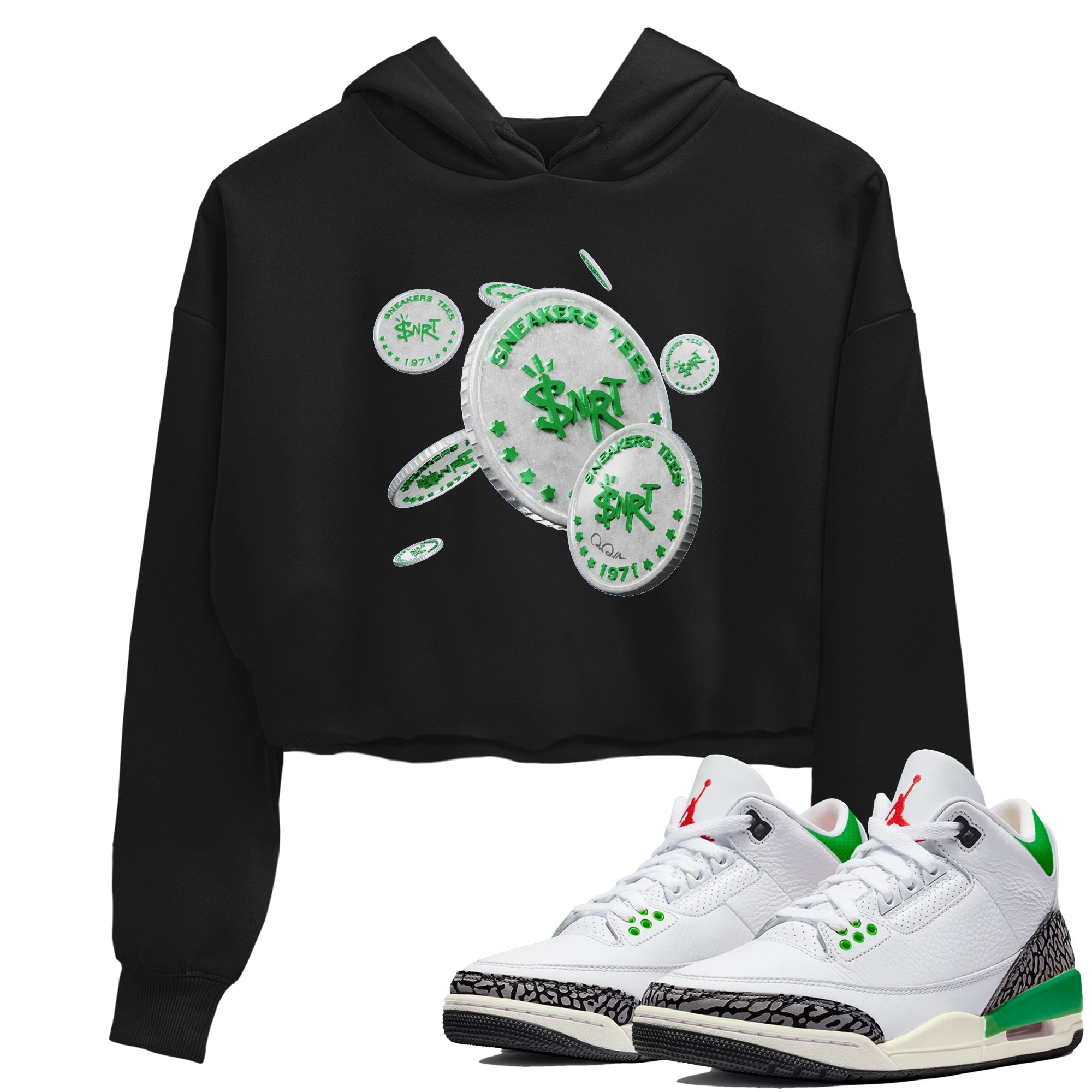 Drop Coin Women's Tops - Air Jordan 3 Lucky Green