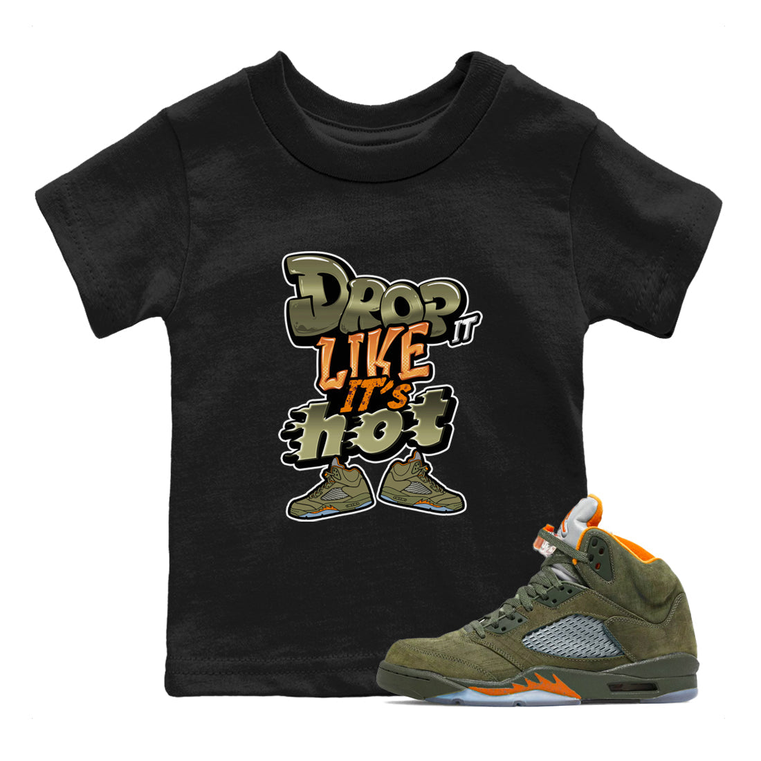 Drop It Like It's Hot snkmatch Tees Kids - Air Jordan 5 Olive