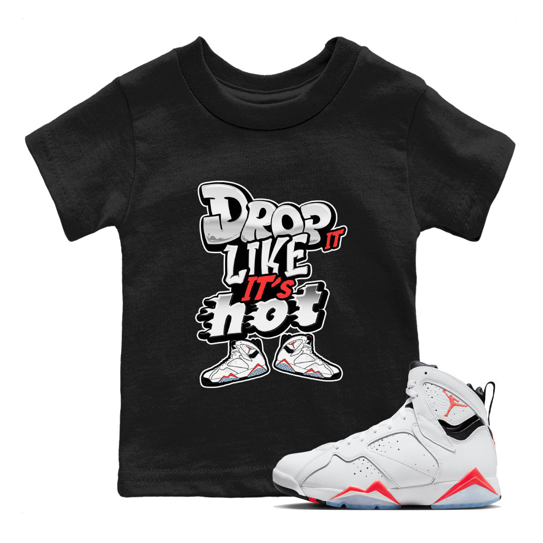 Drop It Like It's Hot snkmatch Tee Kids - Air Jordan 7 White Infrared