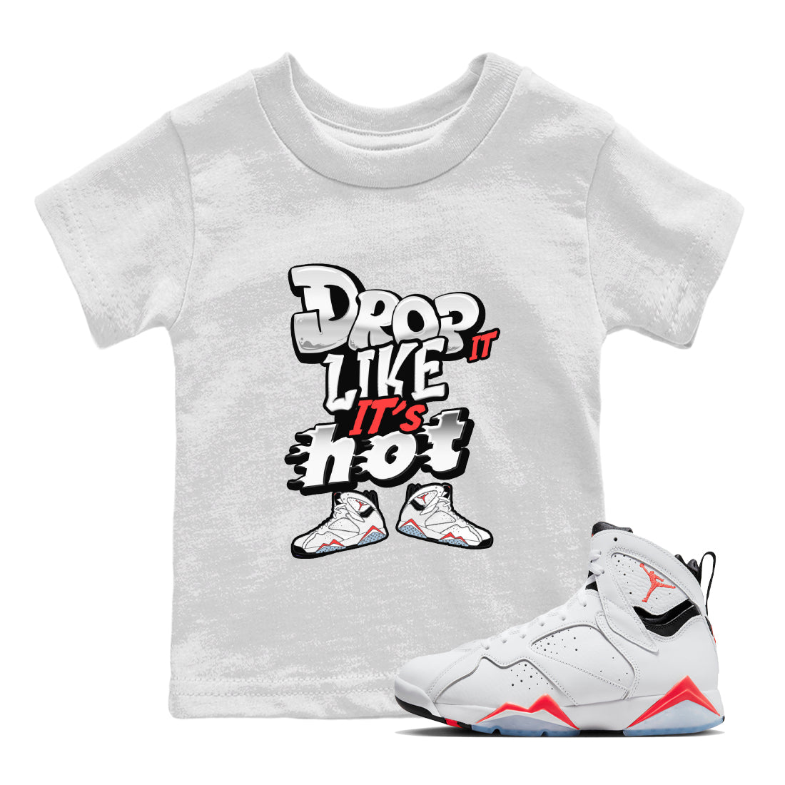 Drop It Like It's Hot snkmatch Tee Kids - Air Jordan 7 White Infrared