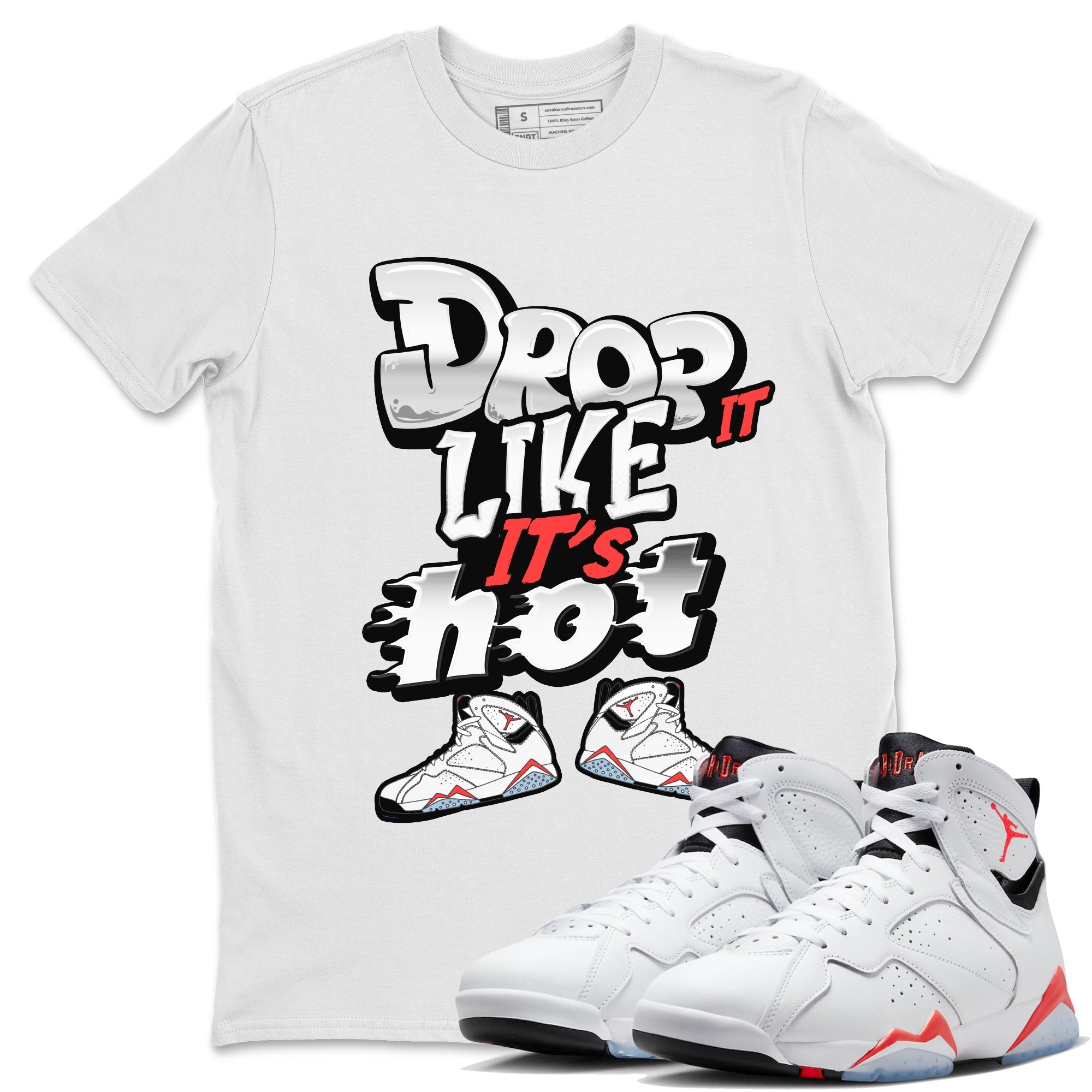 Drop It Like It's Hot snkmatch Tee - Air Jordan 7 White Infrared