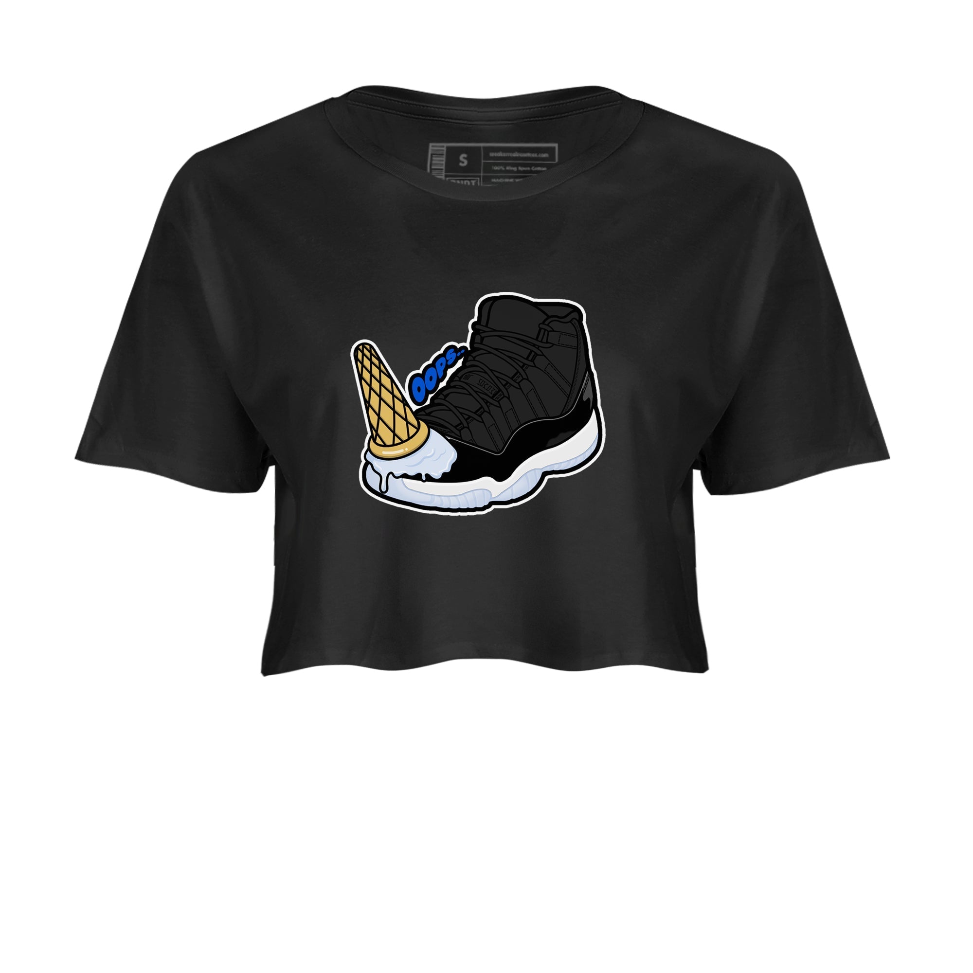 Dropped Ice Cream snkmatch Women's Top - Air Jordan 11 Black and Varsity Royal