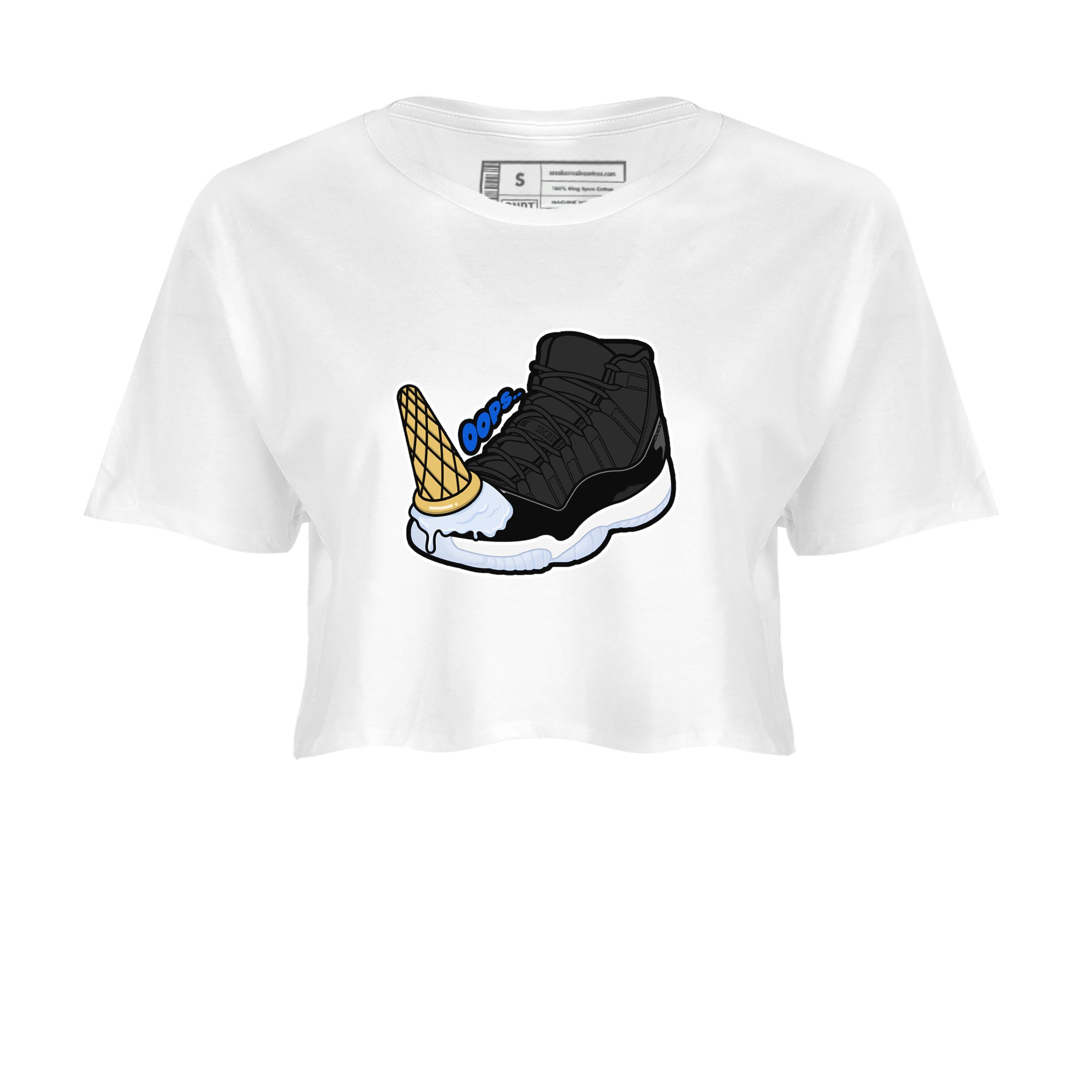 Dropped Ice Cream snkmatch Women's Top - Air Jordan 11 Black and Varsity Royal