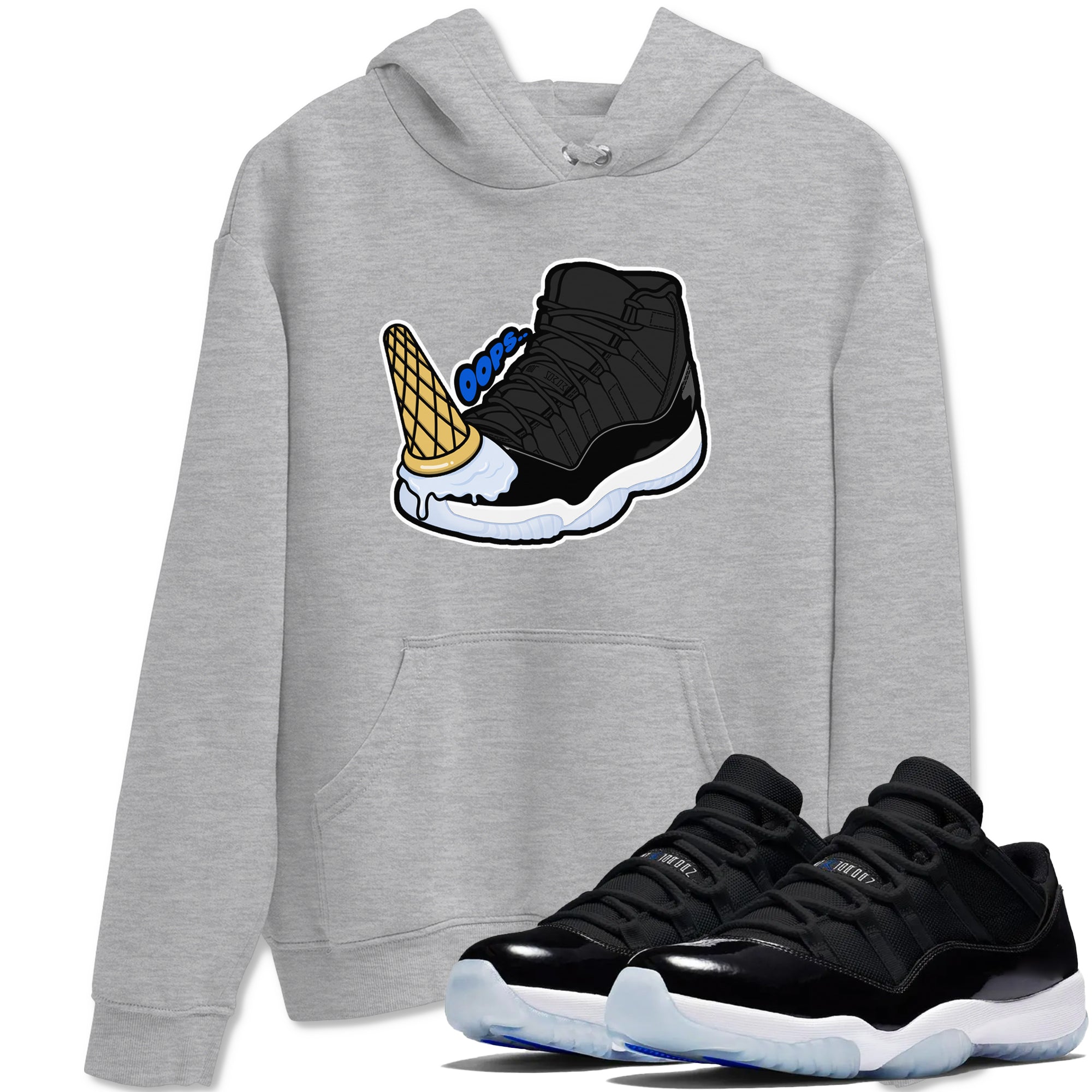 Dropped Ice Cream snkmatch Tees - Air Jordan 11 Black and Varsity Royal
