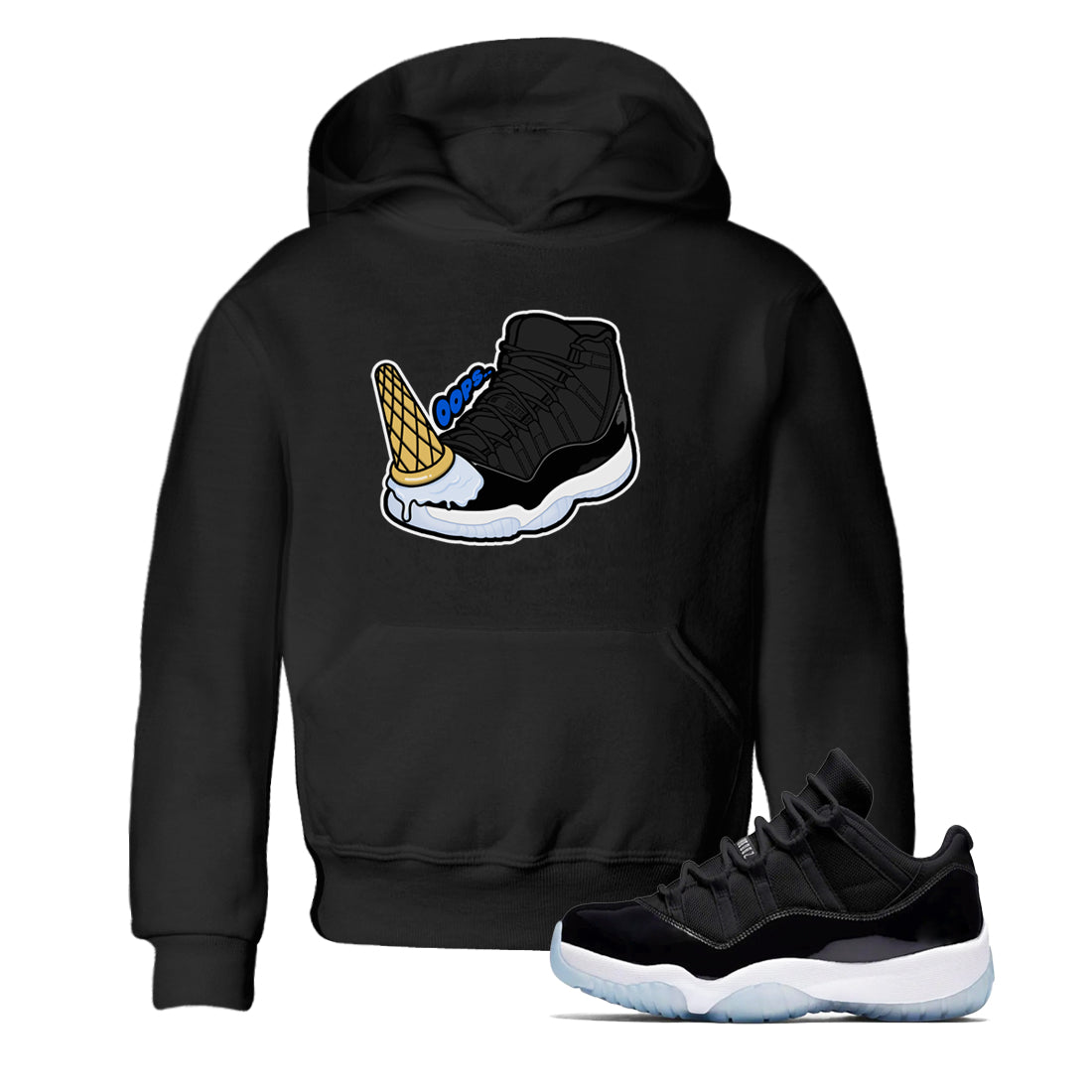 Dropped Ice Cream snkmatch Tees Kids - Air Jordan 11 Black and Varsity Royal