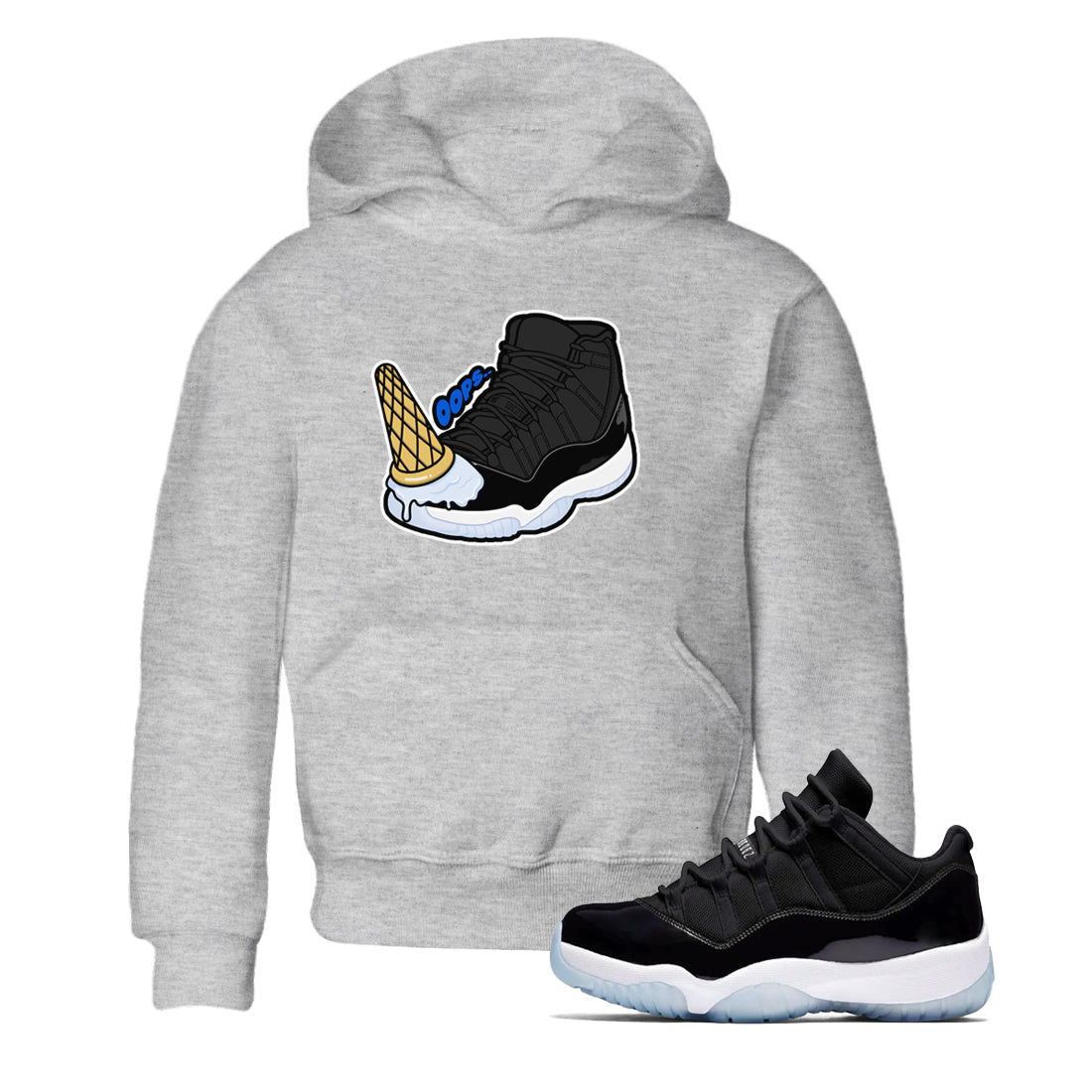 Dropped Ice Cream snkmatch Tees Kids - Air Jordan 11 Black and Varsity Royal