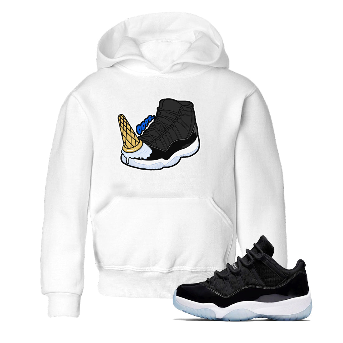 Dropped Ice Cream snkmatch Tees Kids - Air Jordan 11 Black and Varsity Royal