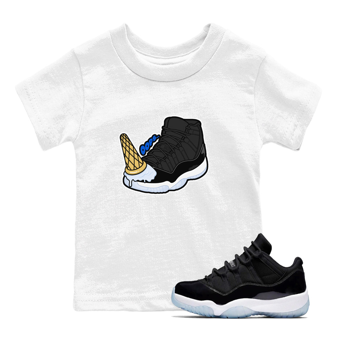 Dropped Ice Cream snkmatch Tees Kids - Air Jordan 11 Black and Varsity Royal