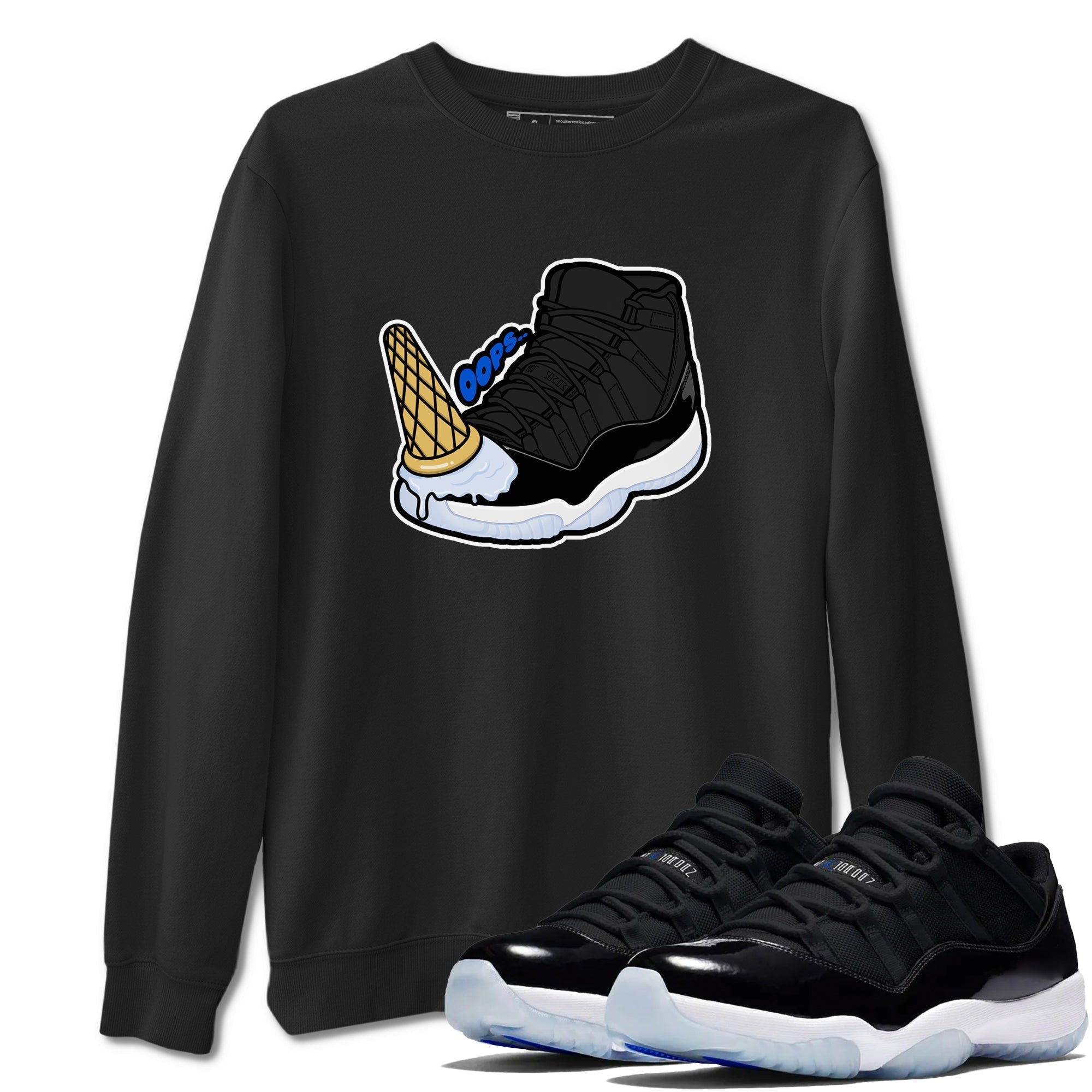 Dropped Ice Cream snkmatch Tees - Air Jordan 11 Black and Varsity Royal