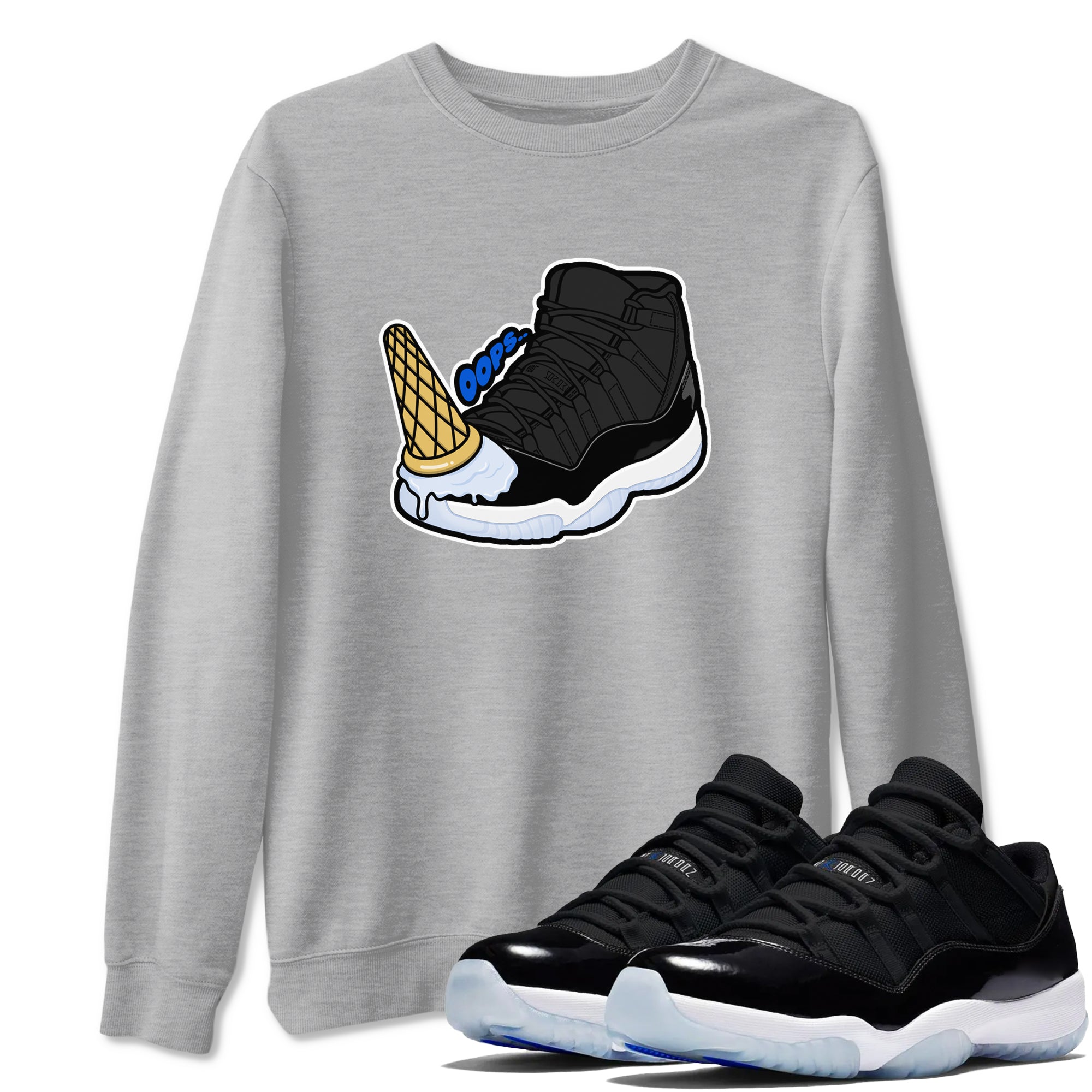 Dropped Ice Cream snkmatch Tees - Air Jordan 11 Black and Varsity Royal