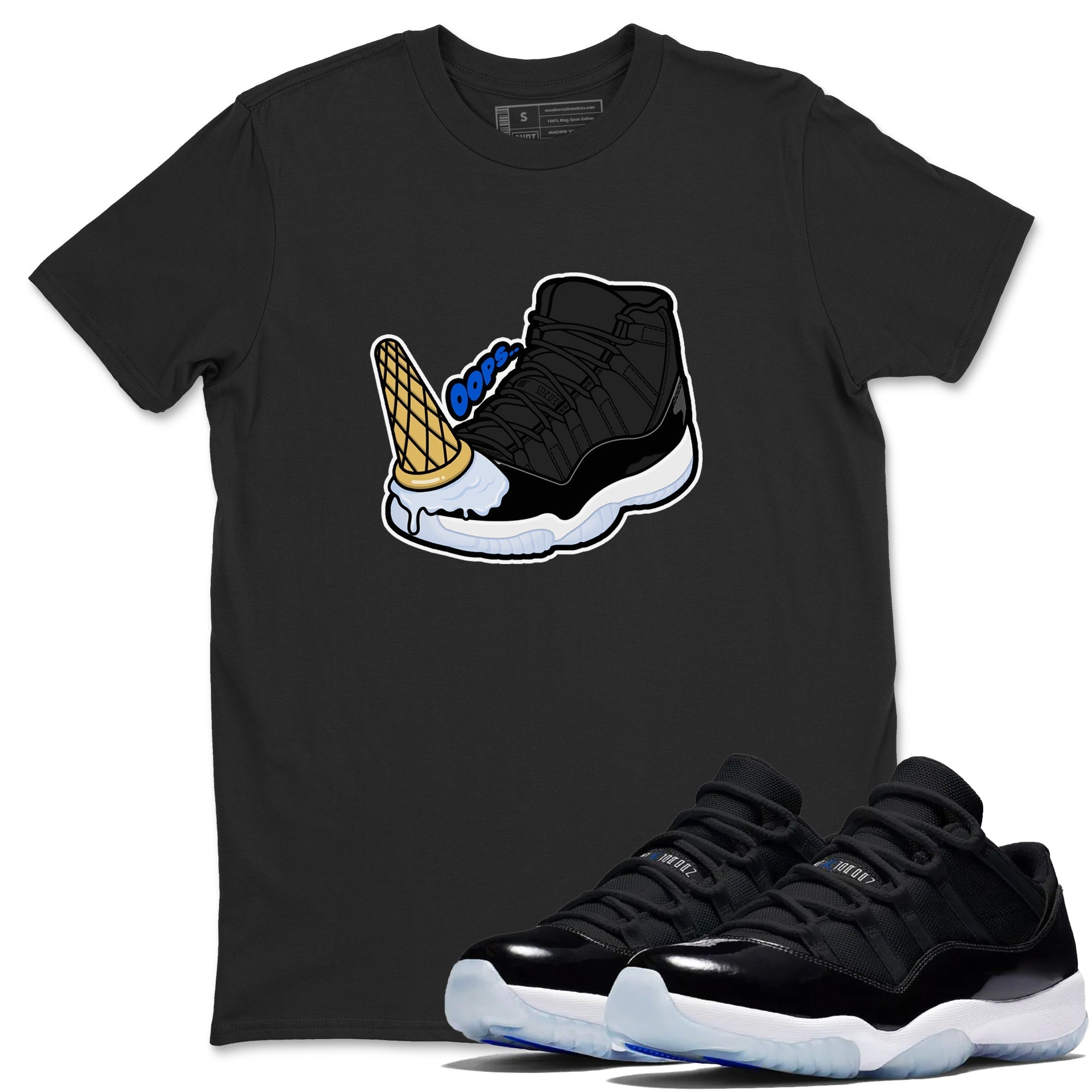 Dropped Ice Cream snkmatch Tees - Air Jordan 11 Black and Varsity Royal