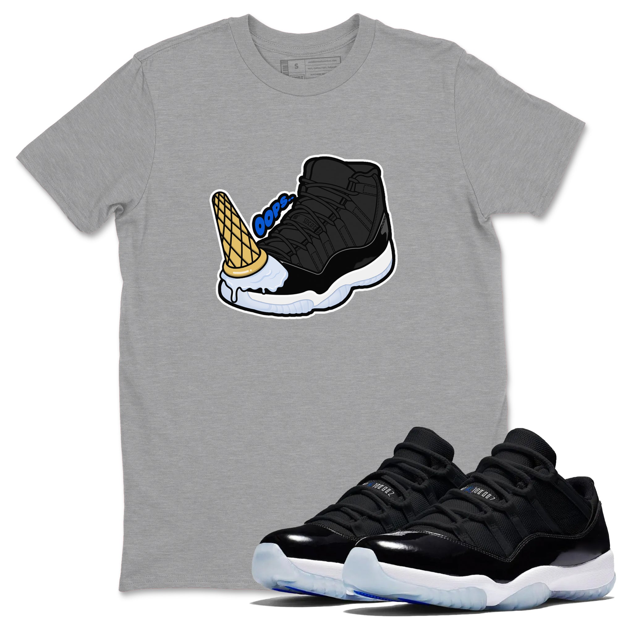 Dropped Ice Cream snkmatch Tees - Air Jordan 11 Black and Varsity Royal