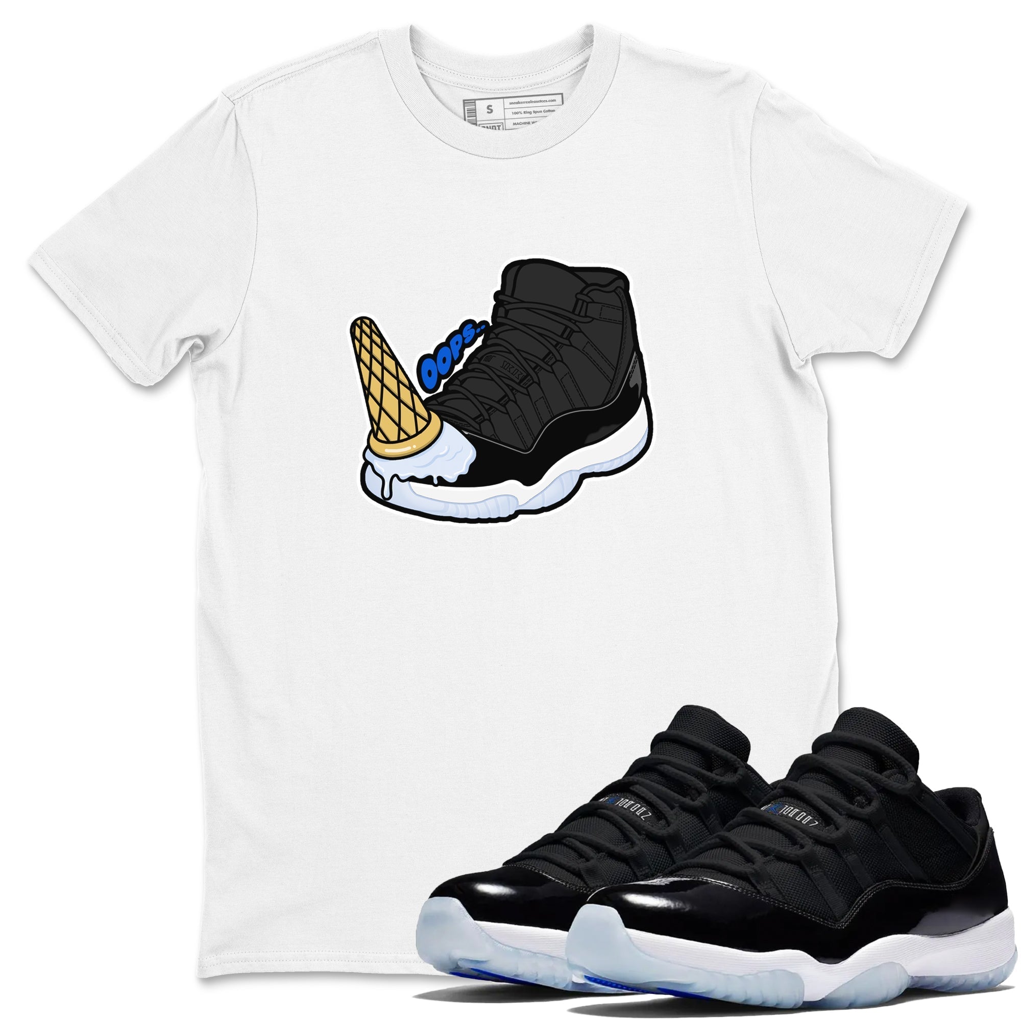 Dropped Ice Cream snkmatch Tees - Air Jordan 11 Black and Varsity Royal