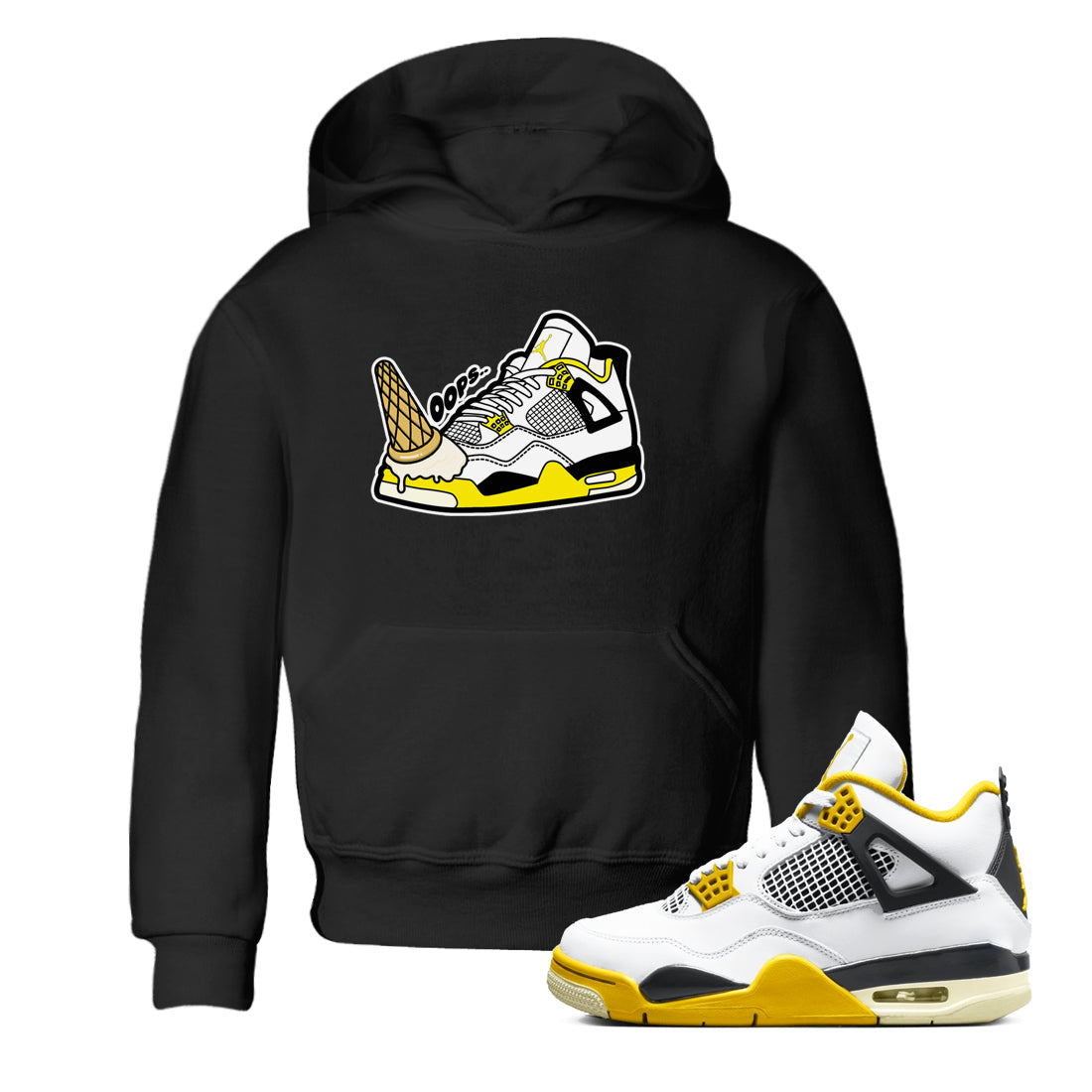 Dropped Ice Cream snkmatch Tees Kids - Air Jordan 4 Vivid Sulfur