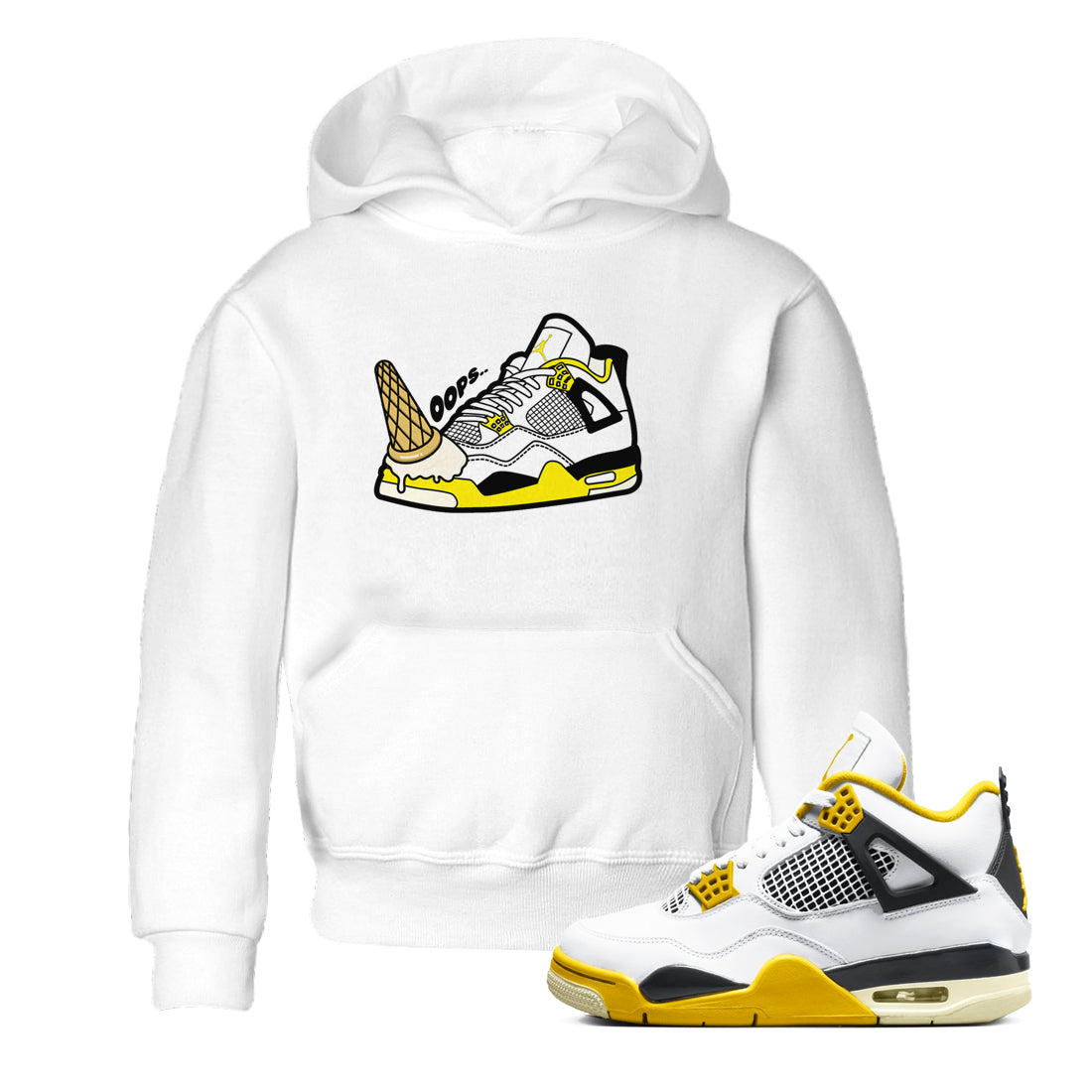 Dropped Ice Cream snkmatch Tees Kids - Air Jordan 4 Vivid Sulfur