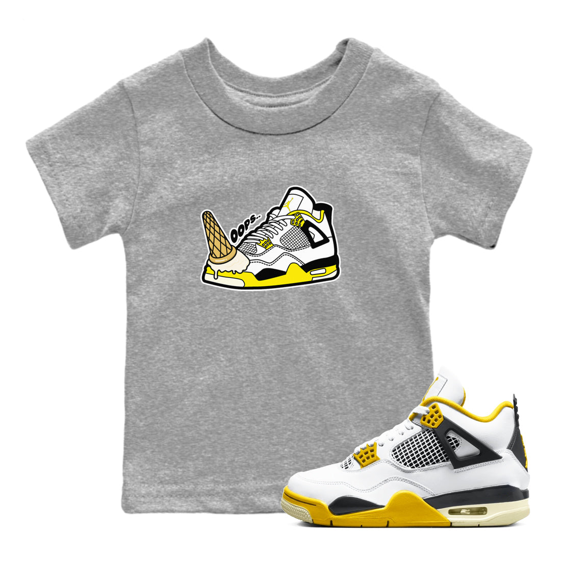 Dropped Ice Cream snkmatch Tees Kids - Air Jordan 4 Vivid Sulfur