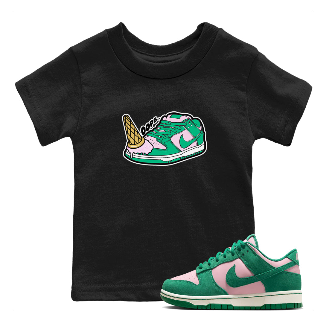 Dropped Ice Cream snkmatch Tees Kids - Dunk Medium Soft Pink Malachite
