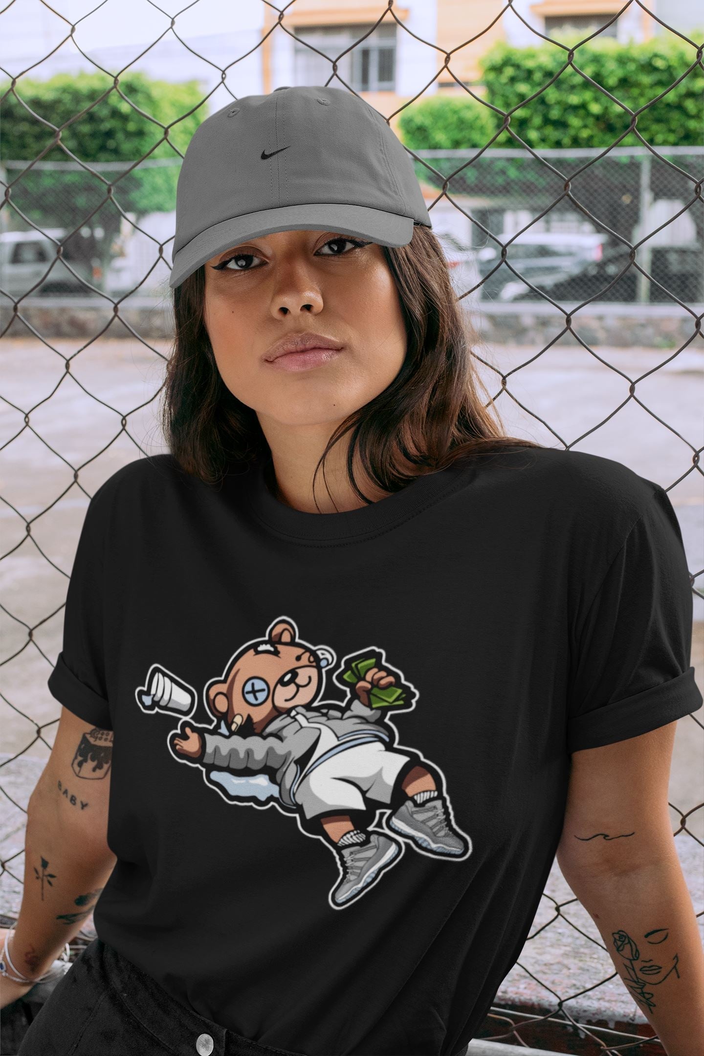 Drunk Teddy Bear Unisex Tops - Air Jordan 11 Cool Grey