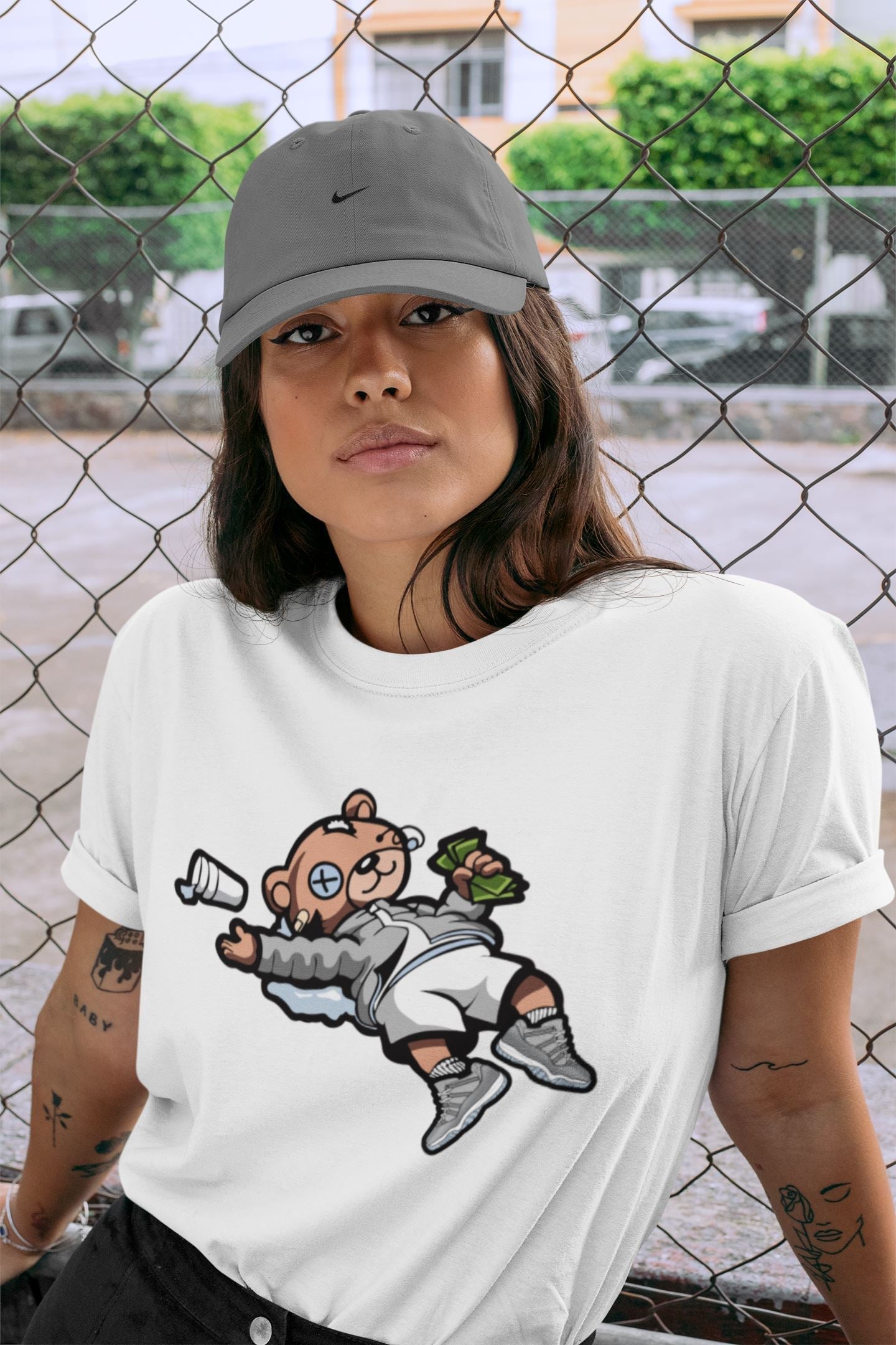 Drunk Teddy Bear Unisex Tops - Air Jordan 11 Cool Grey