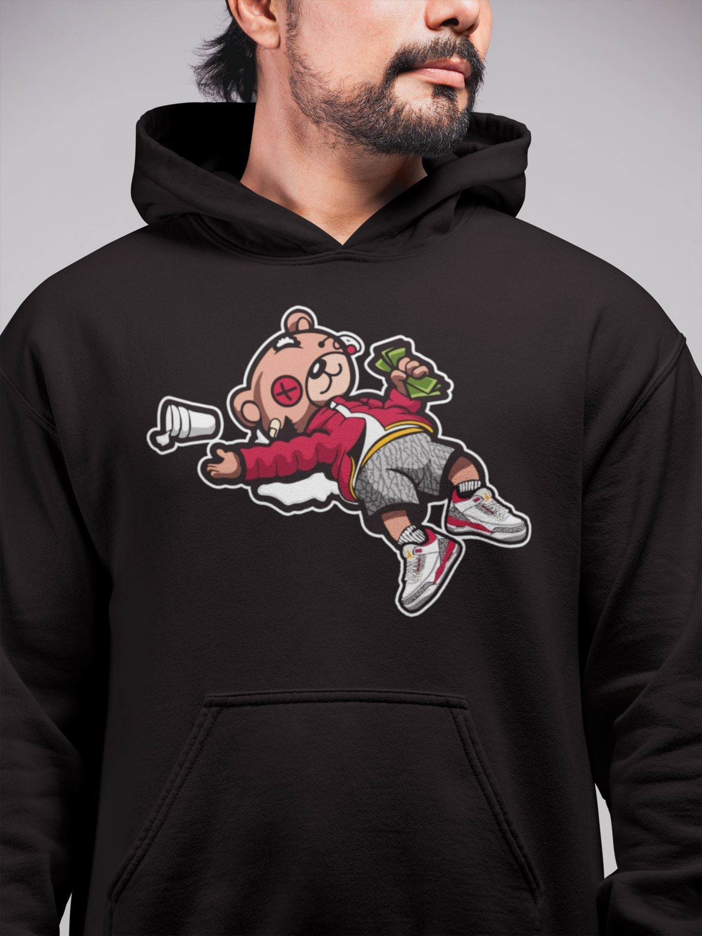 Drunk Teddy Bear Unisex Tops - Air Jordan 3 Cardinal