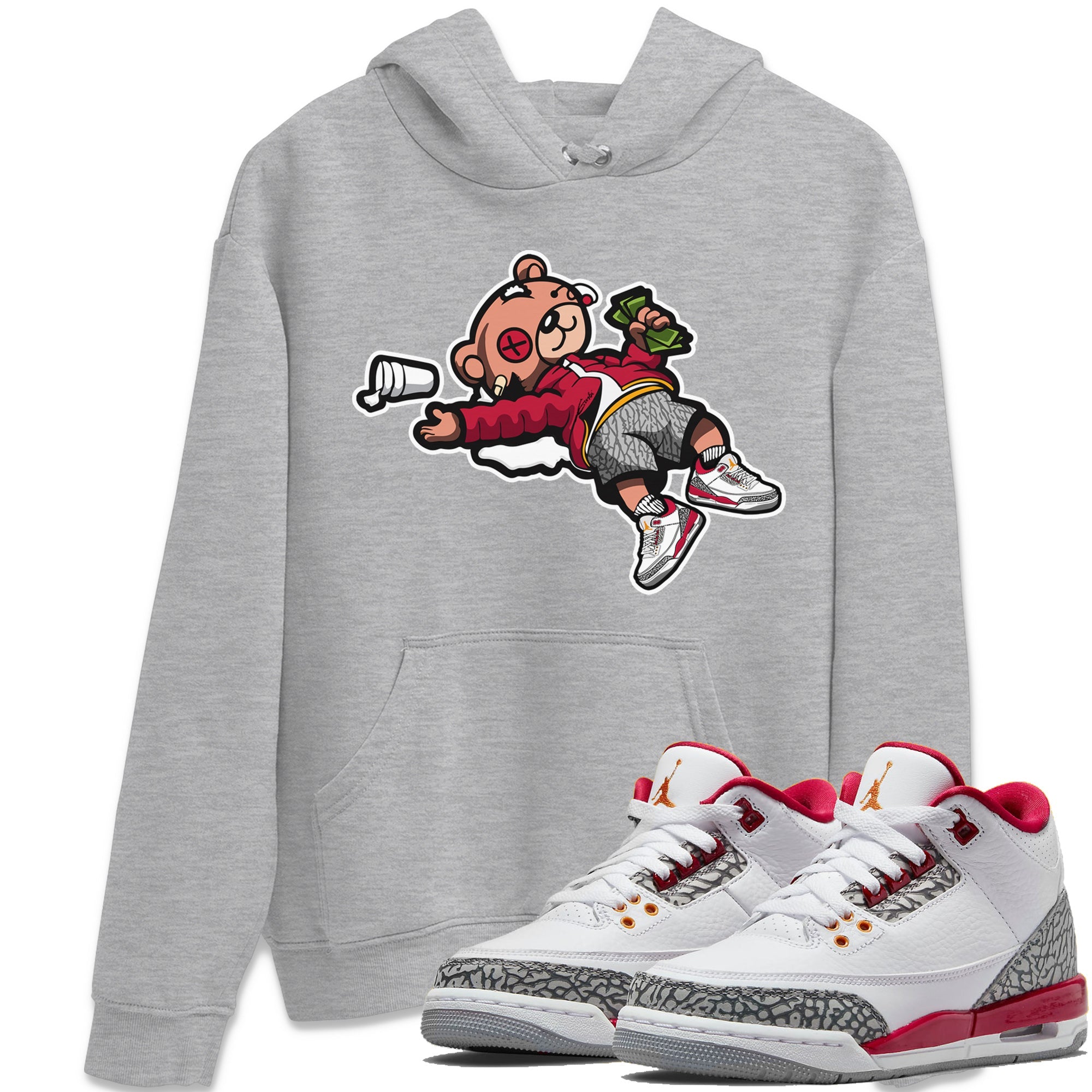 Drunk Teddy Bear Unisex Tops - Air Jordan 3 Cardinal