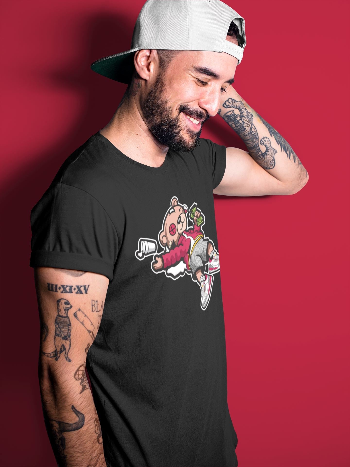 Drunk Teddy Bear Unisex Tops - Air Jordan 3 Cardinal