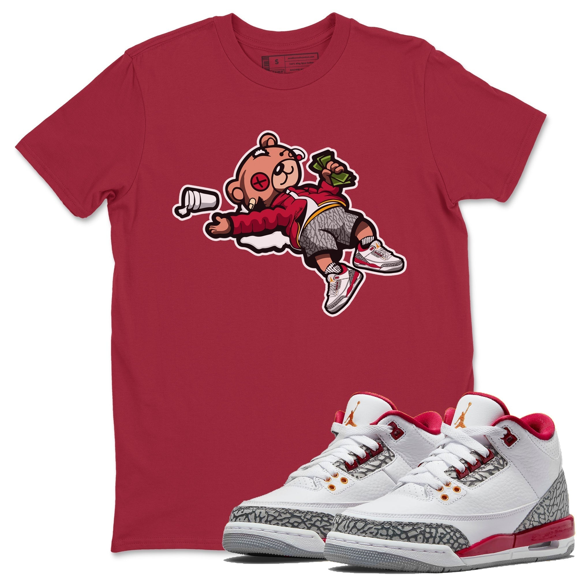 Drunk Teddy Bear Unisex Tops - Air Jordan 3 Cardinal