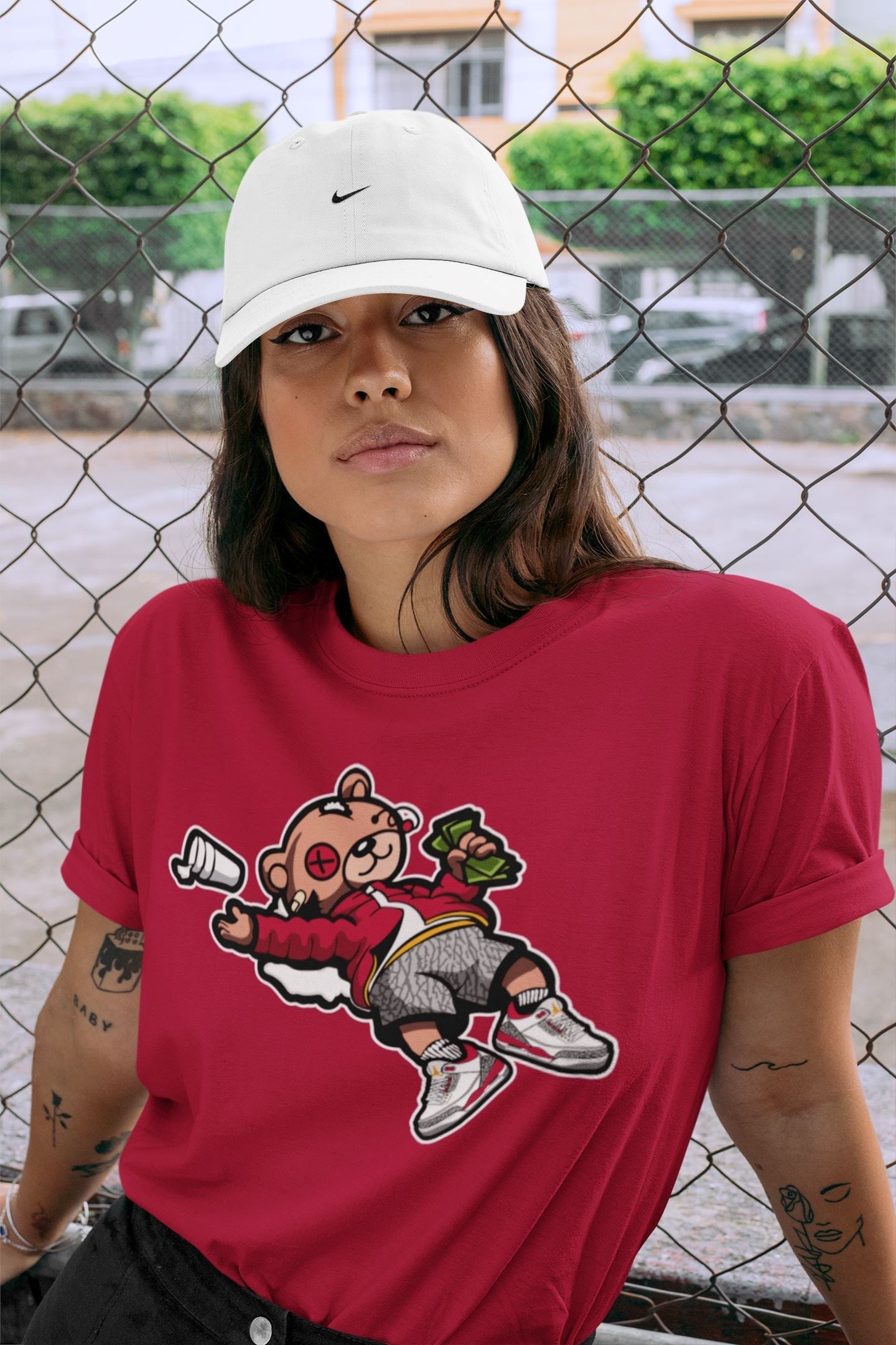 Drunk Teddy Bear Unisex Tops - Air Jordan 3 Cardinal