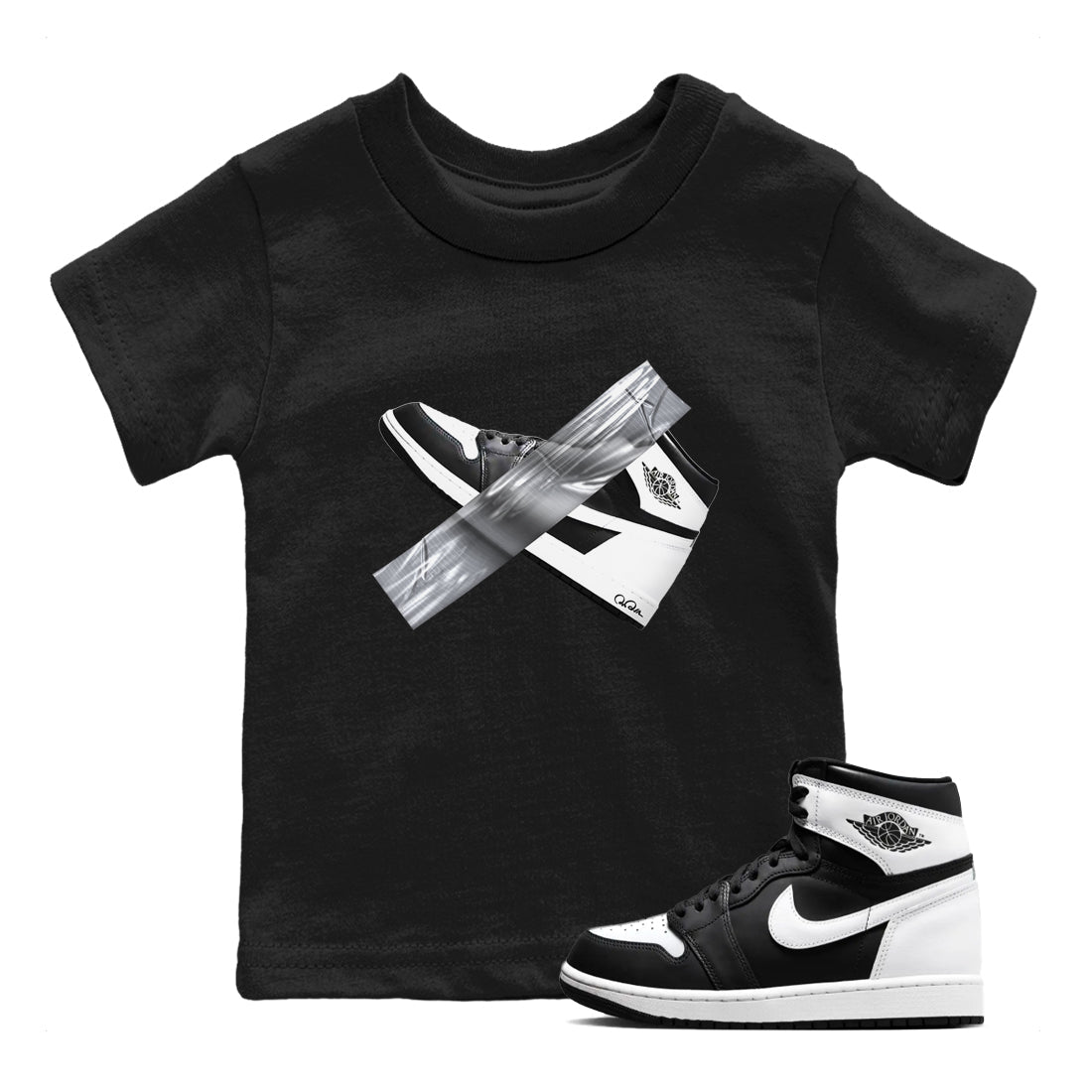 Duct Tape snkmatch Tees Kids - Air Jordan 1 Black White