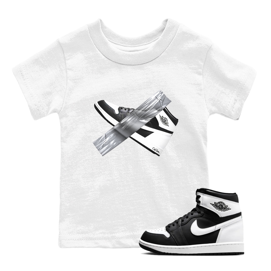 Duct Tape snkmatch Tees Kids - Air Jordan 1 Black White