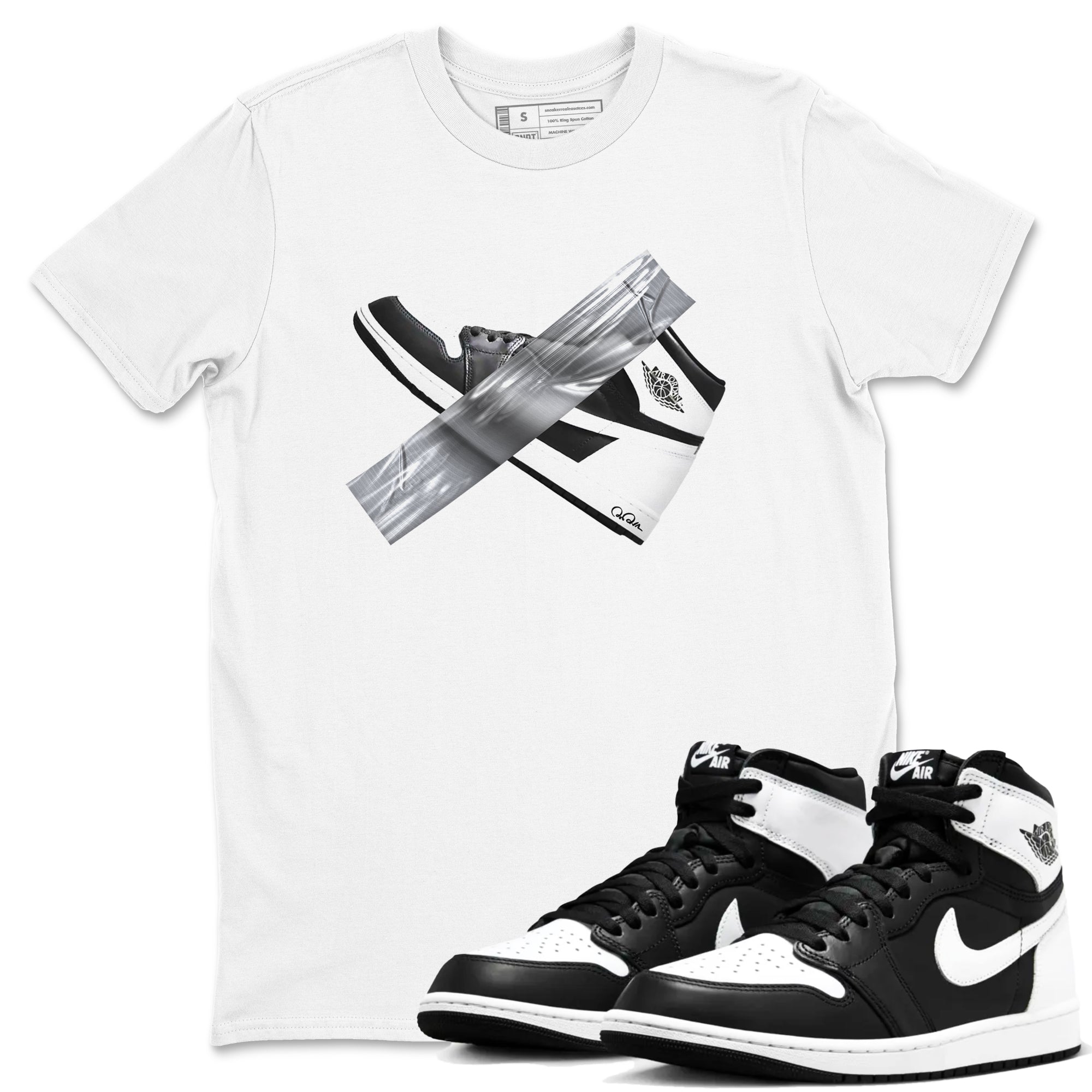 Duct Tape snkmatch Tees - Air Jordan 1 Black White