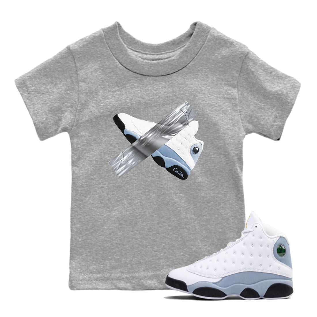 Duct Tape snkmatch Tees Kids - Air Jordan 13 Blue Grey
