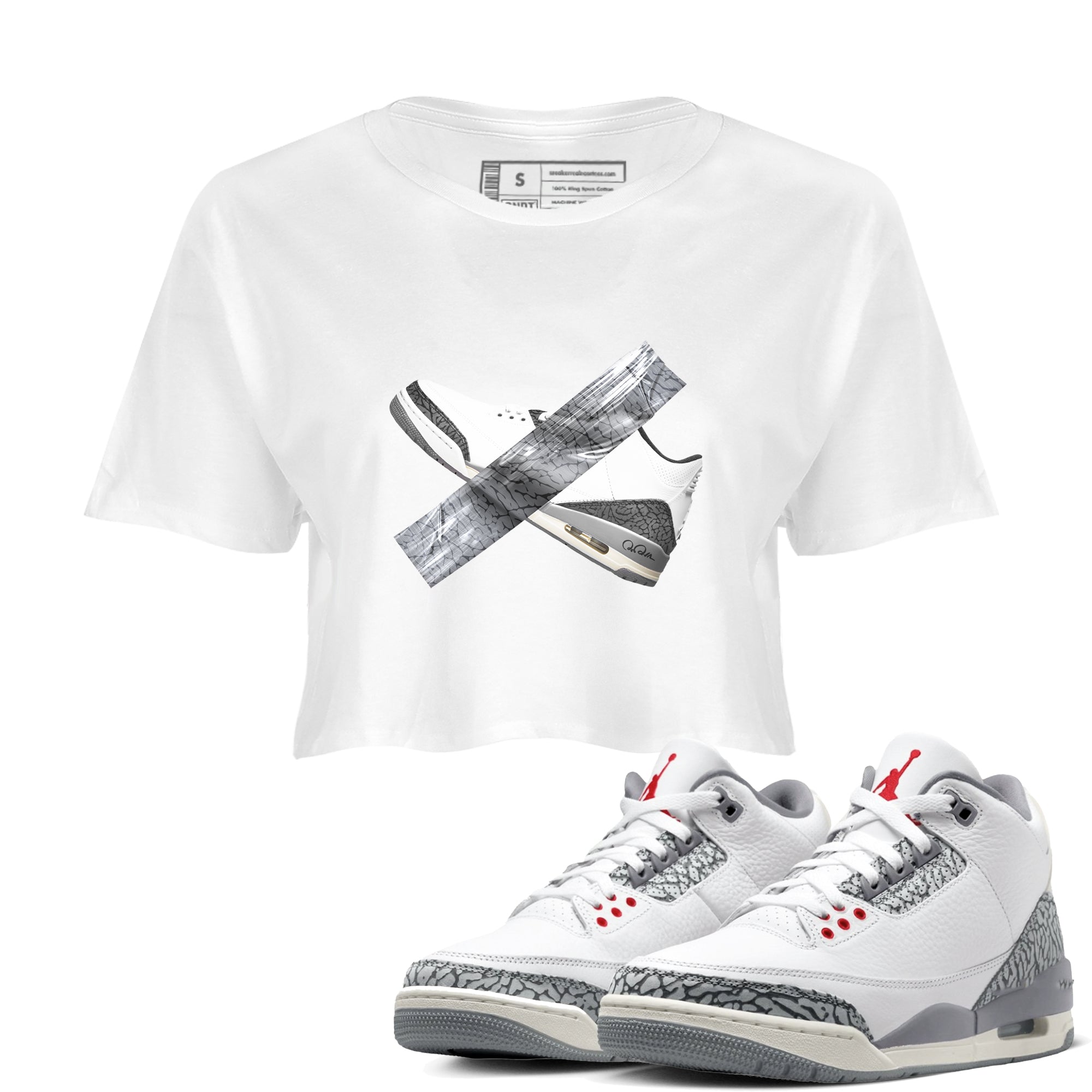 Duct Tape snkmatch Women's Top - Air Jordan 3 Cement Grey