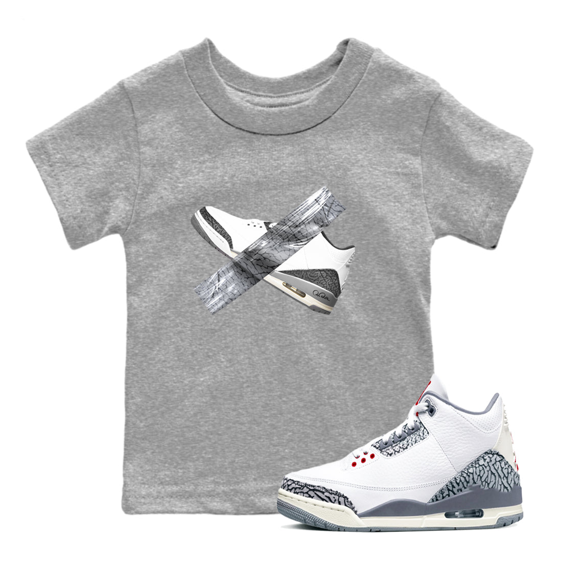 Duct Tape snkmatch Tees Kids - Air Jordan 3 Cement Grey