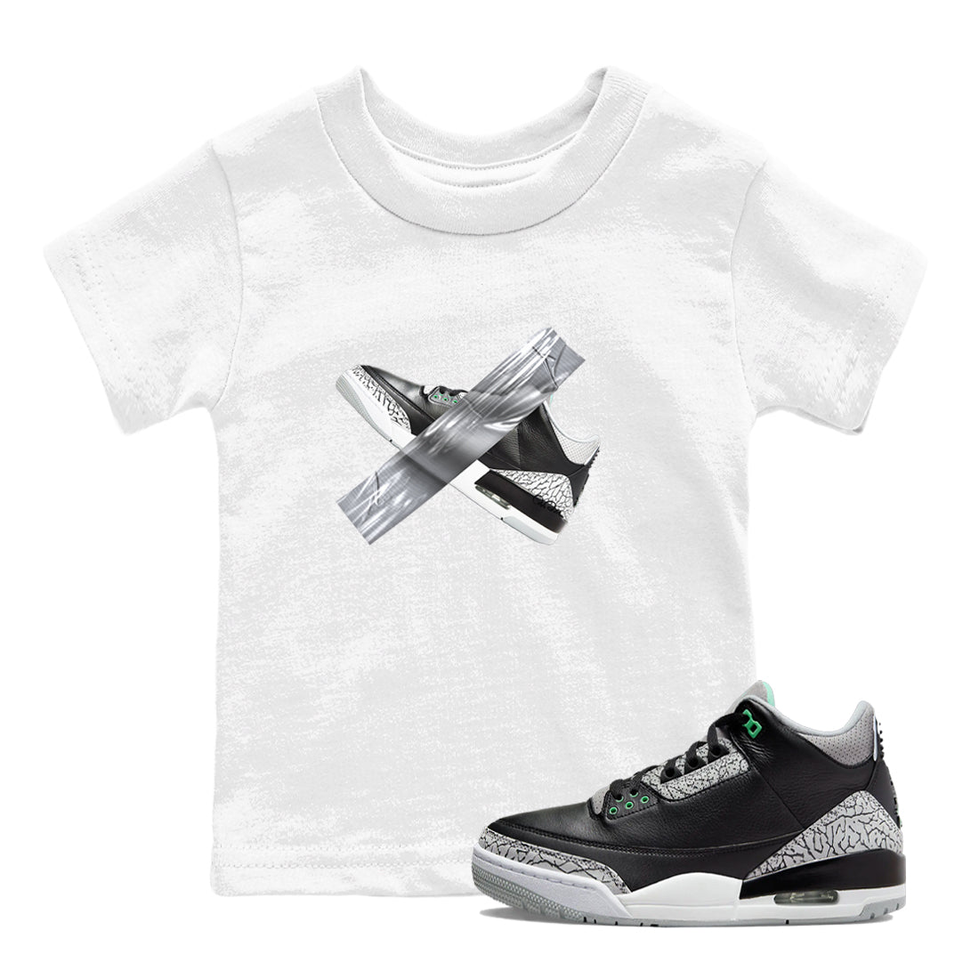 Duct Tape snkmatch Tees Kids - Air Jordan 3 Green Glow