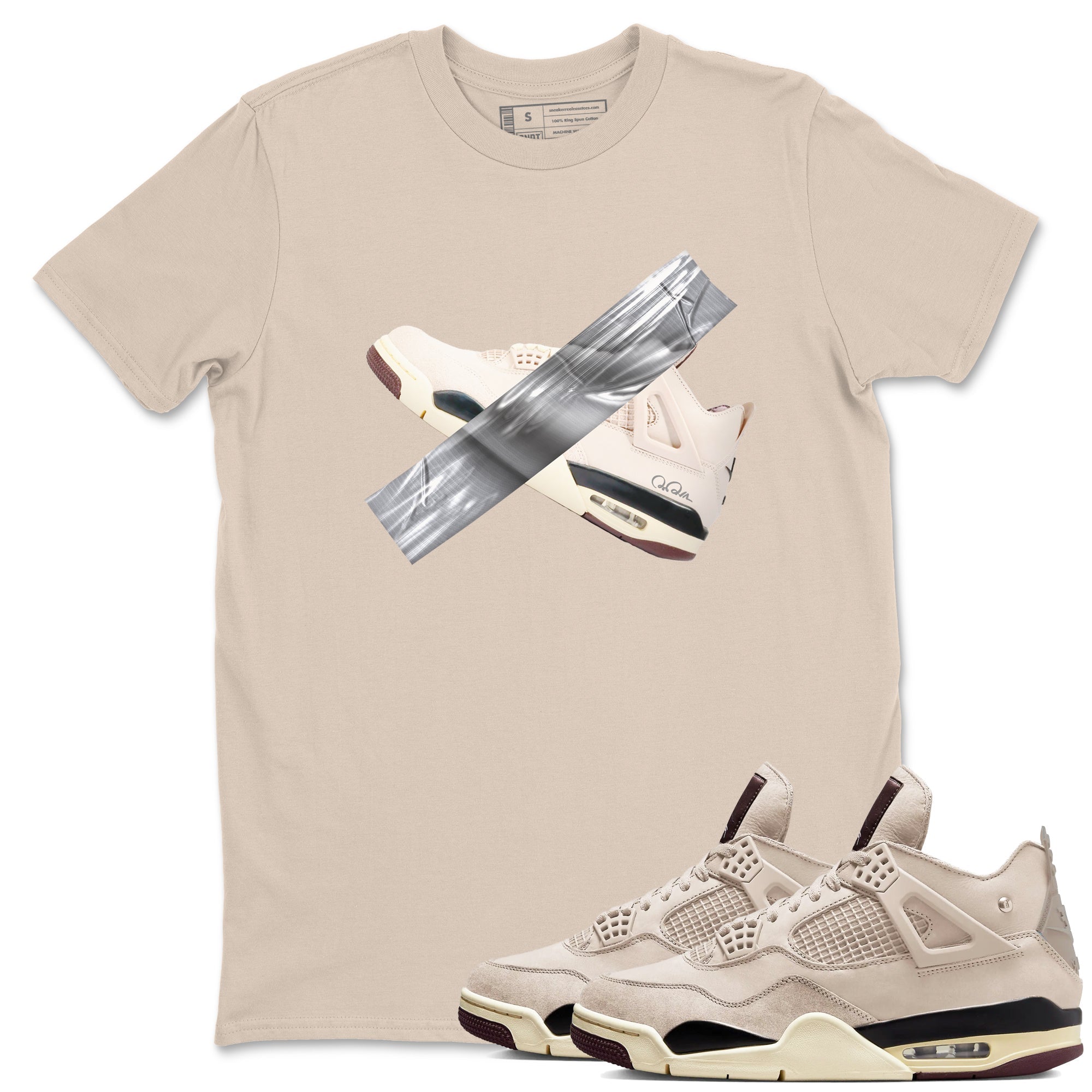 Duct tape snkmatch Tees - Air Jordan 4 A Ma Maniere x Fossil Stone