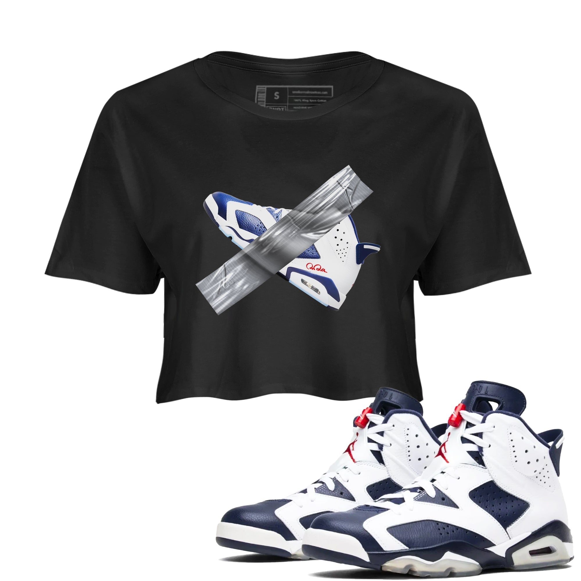Duct Tape snkmatch Women's Top - Air Jordan 6 White And Midnight Navy
