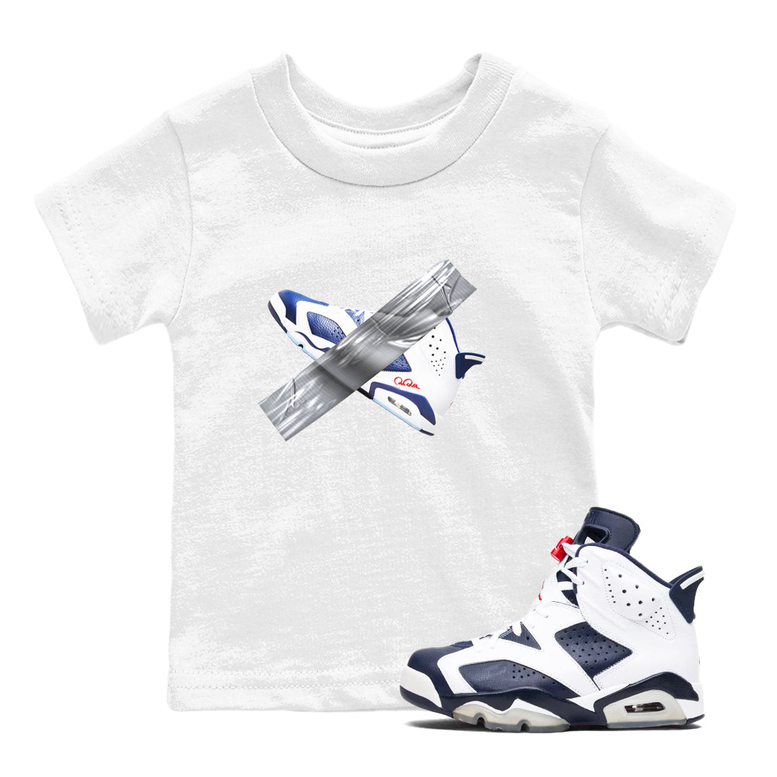 Duct Tape snkmatch Tees Kids - Air Jordan 6 White And Midnight Navy