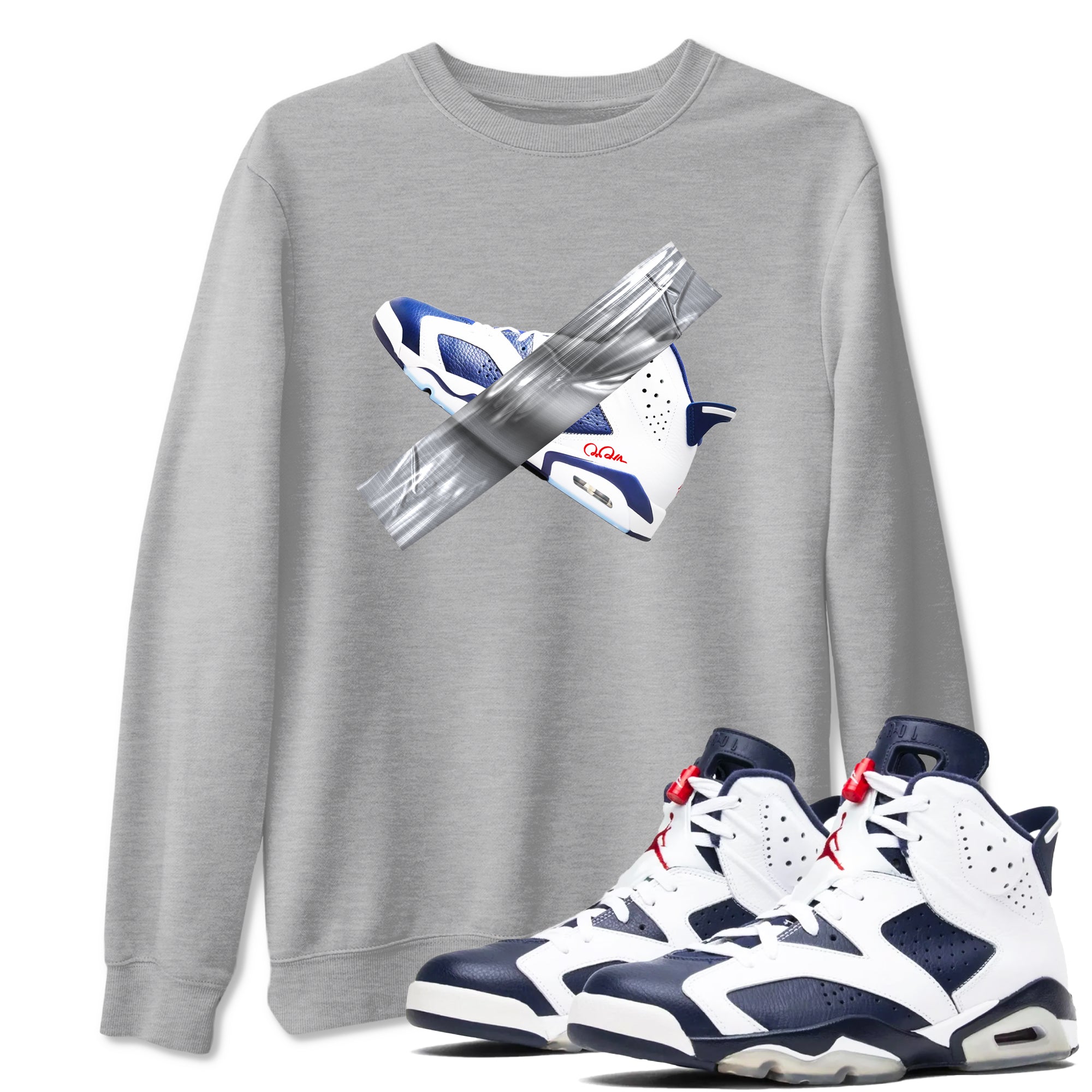 Duct Tape snkmatch Tees - Air Jordan 6 White And Midnight Navy