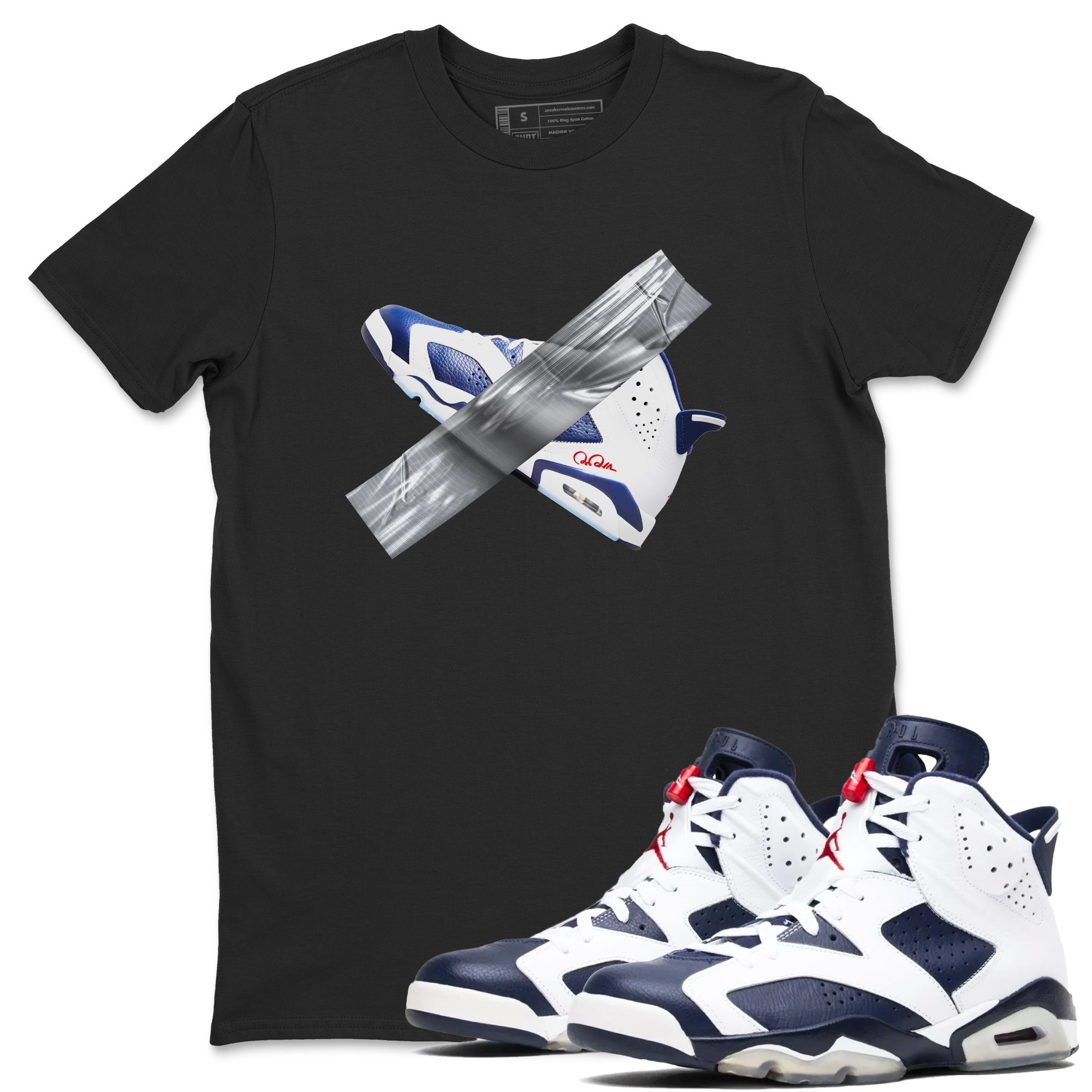 Duct Tape snkmatch Tees - Air Jordan 6 White And Midnight Navy