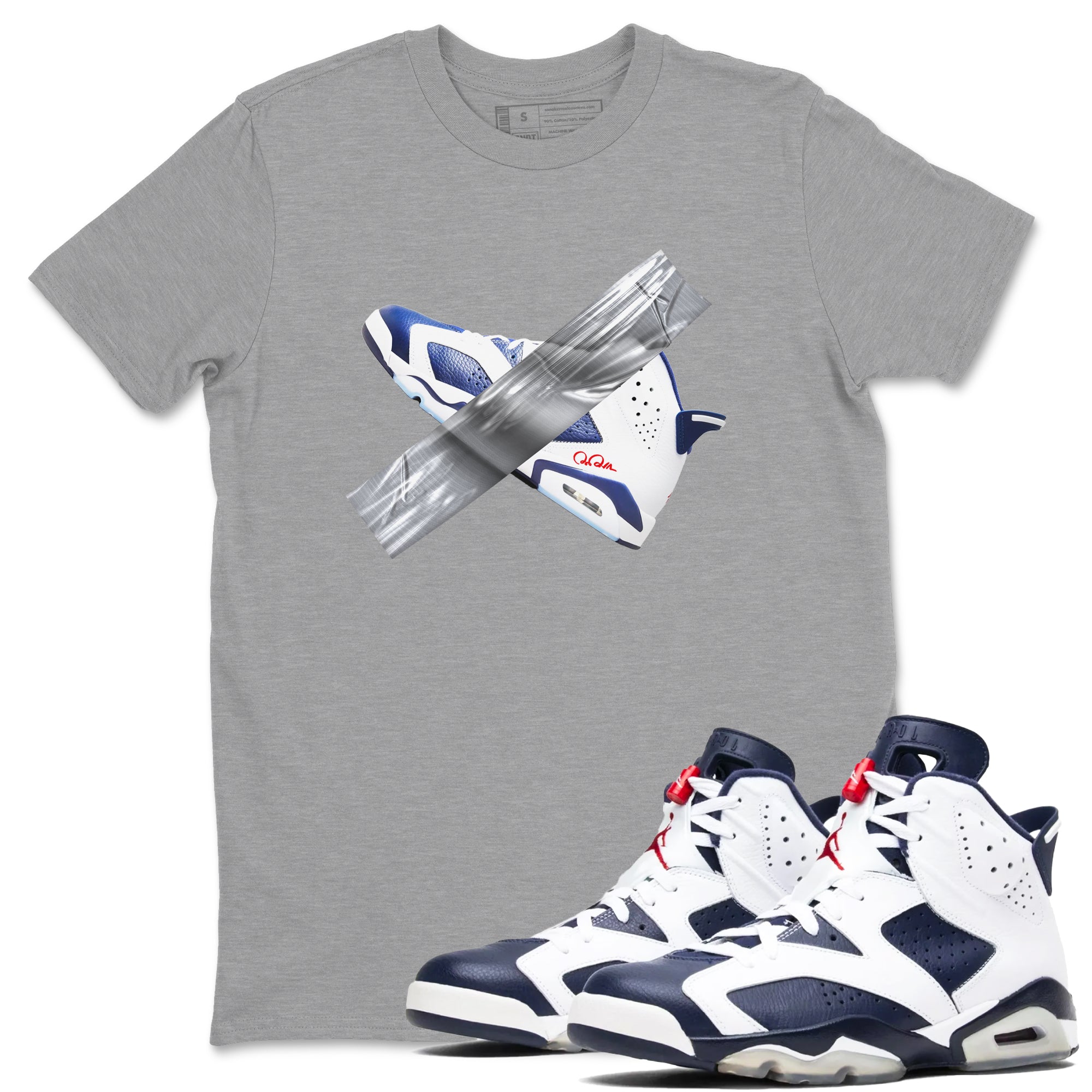 Duct Tape snkmatch Tees - Air Jordan 6 White And Midnight Navy